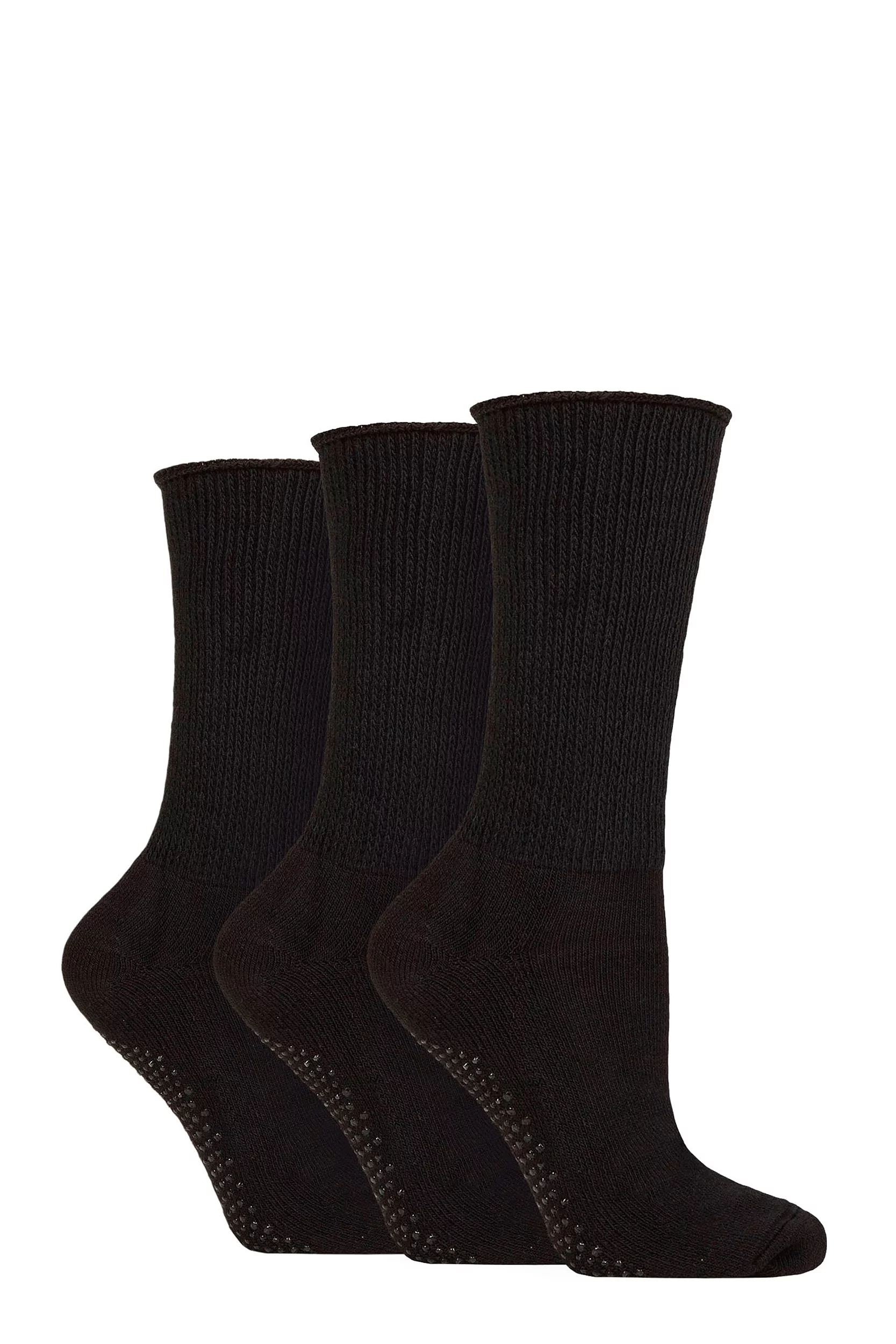 Women's 3 Pair SOCKSHOP IOMI FootNurse Diabetic Slipper Socks Black 4