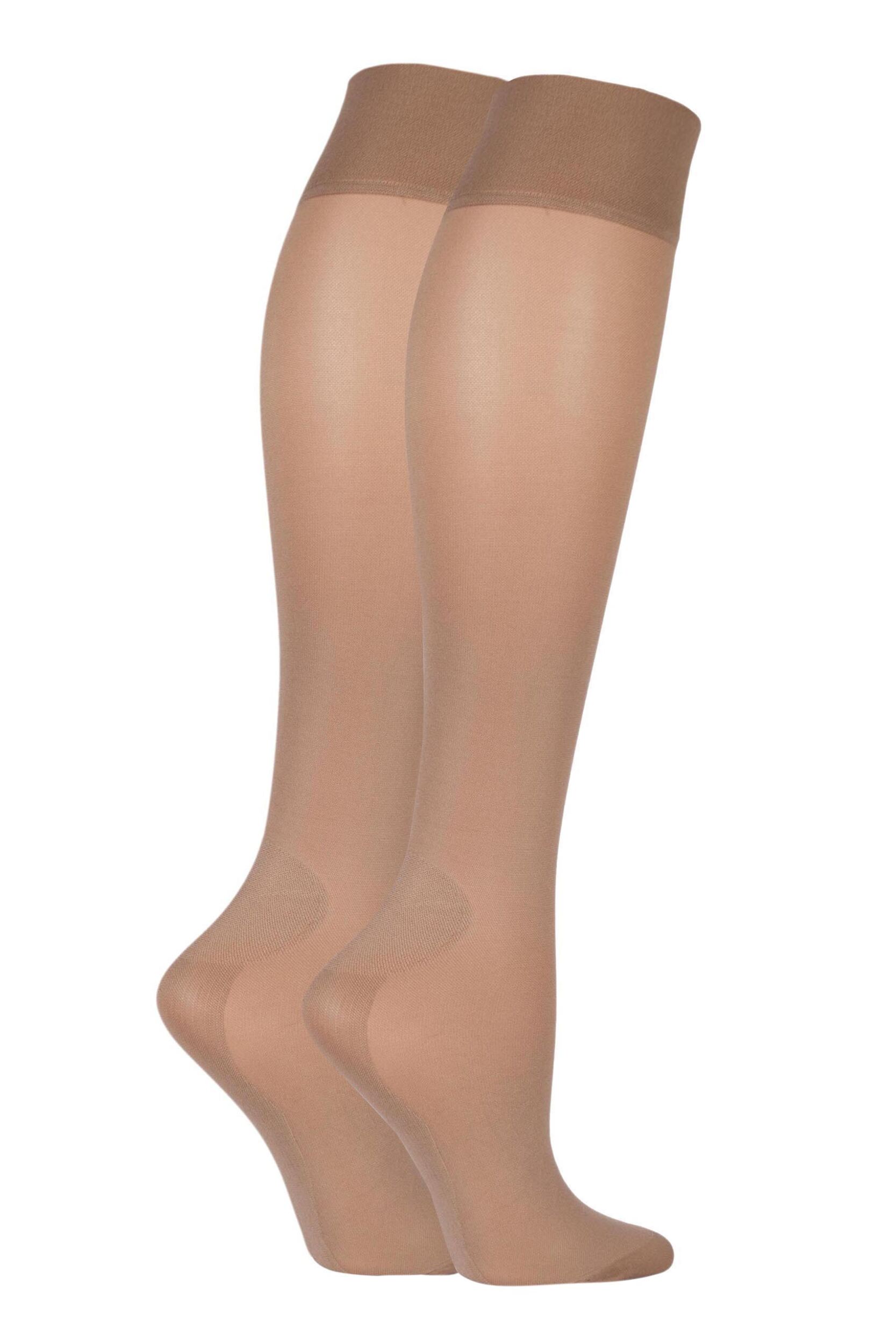 2 Pair Natural Tan Footnurse Energising Compression Socks Ladies 4-7 Ladies - Iomi
