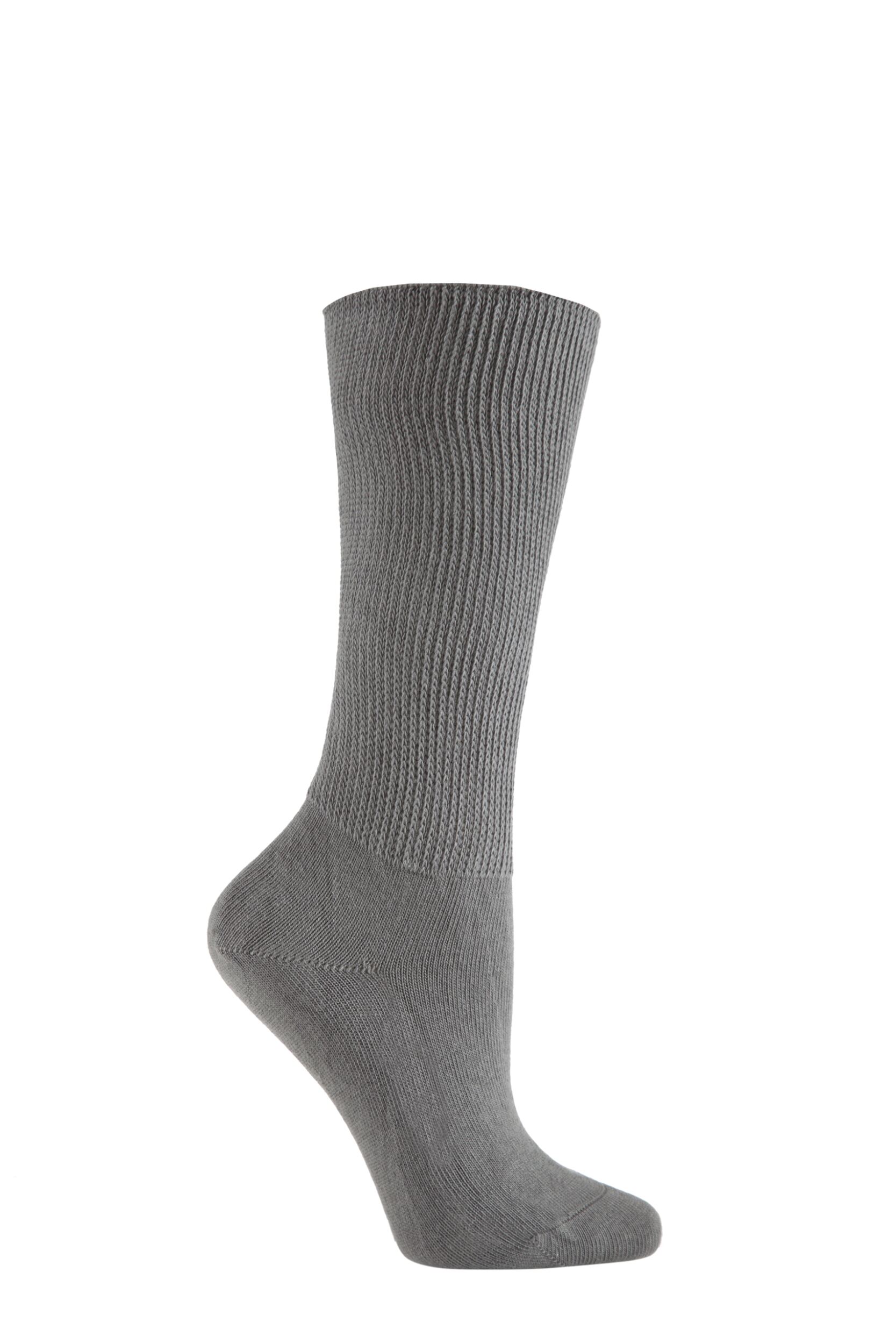 Image of 1 Pair Grey Footnurse Oedema Extra Wide Cotton Socks Ladies