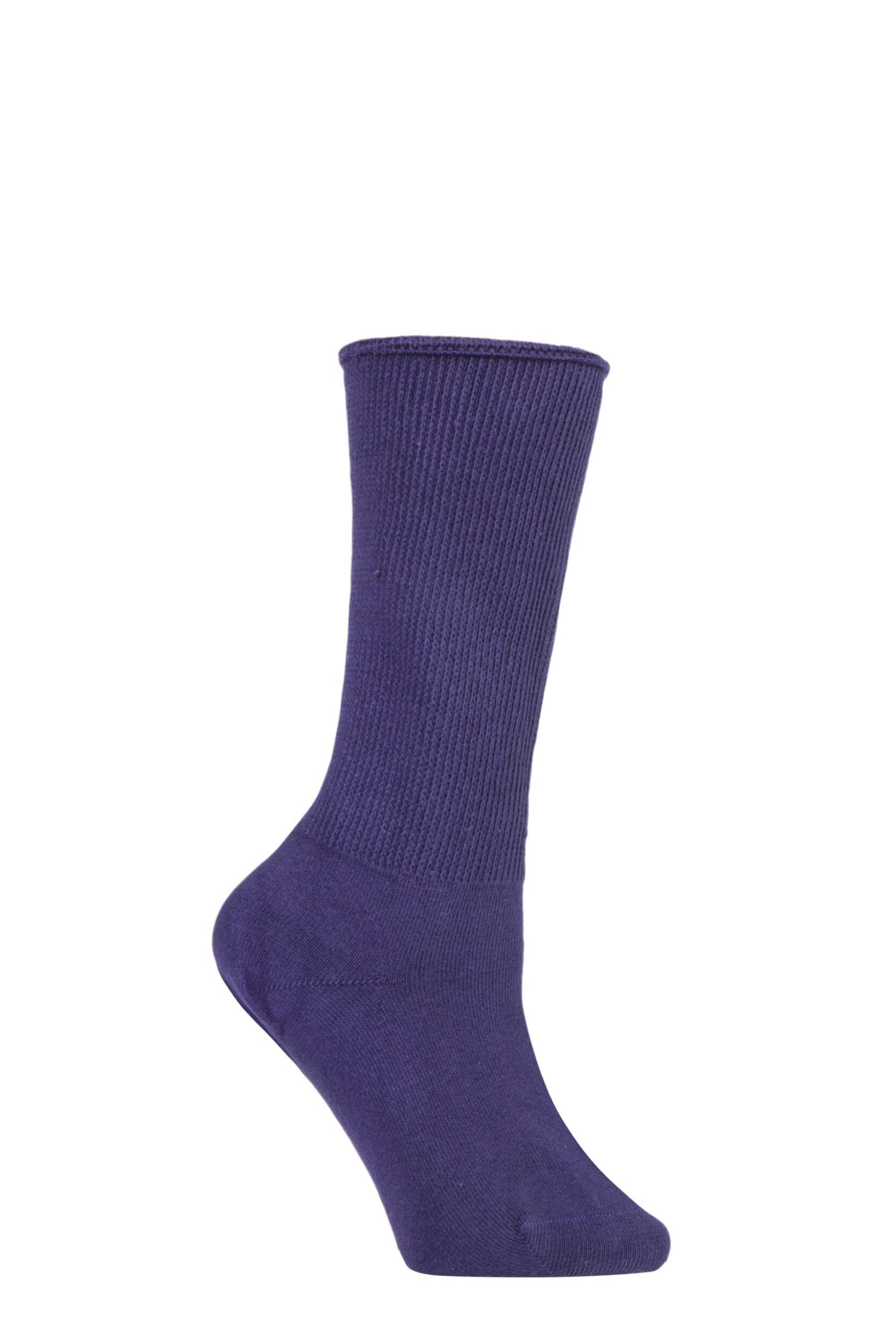 Image of 1 Pair Amethyst Footnurse Oedema Extra Wide Cotton Socks Ladies