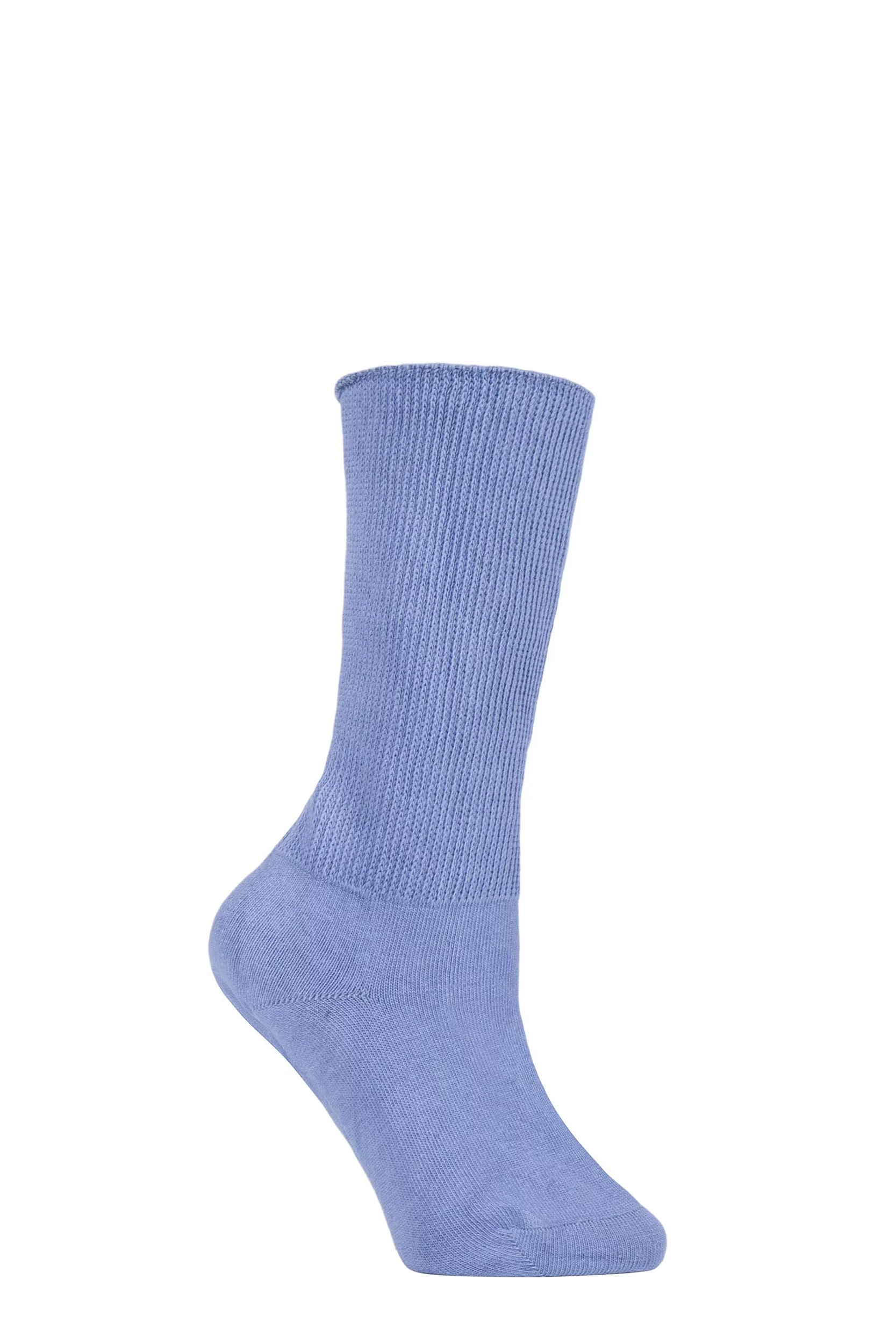 1 Pair Blue Footnurse Oedema Extra Wide Cotton Socks Ladies 4-7 Ladies - Iomi