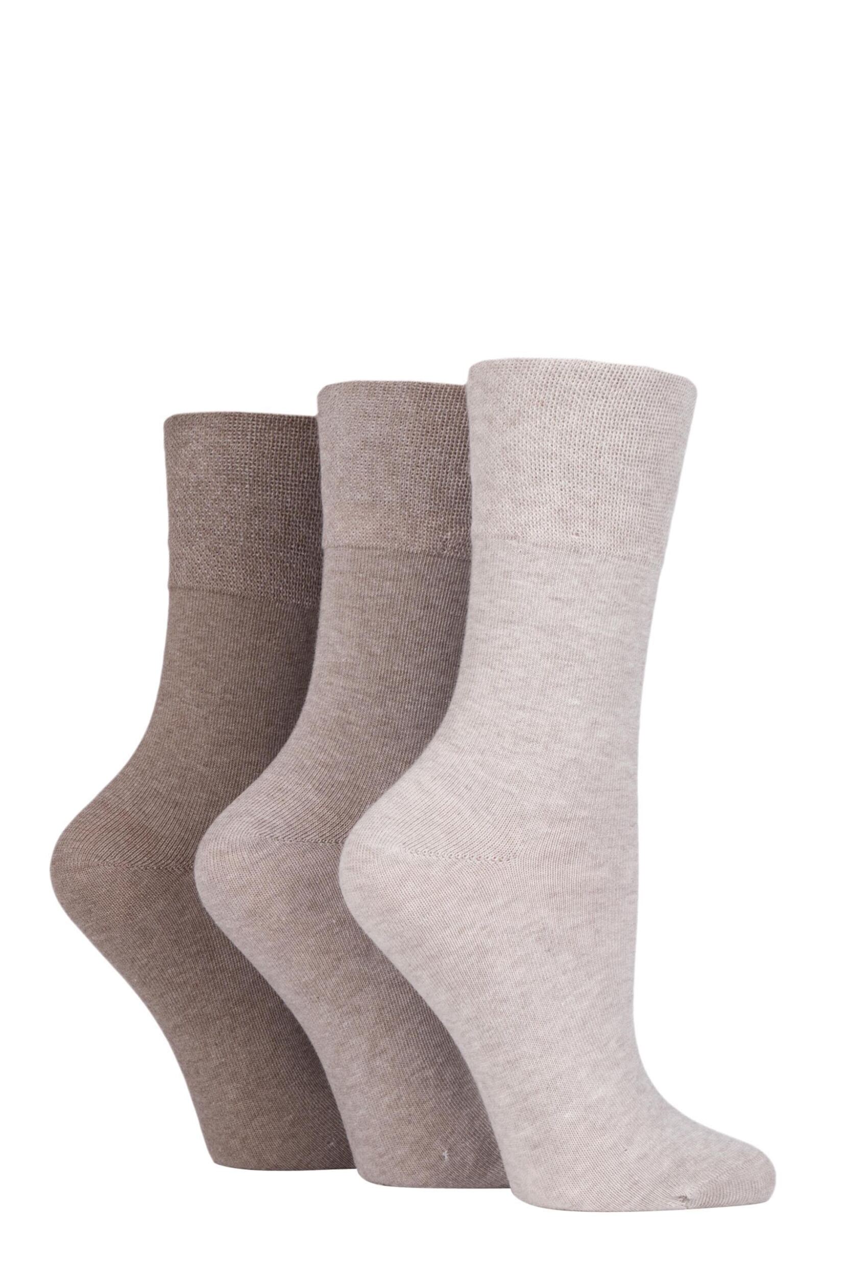 3 Pair Natural Footnurse Gentle Grip Diabetic Socks Ladies 4-8 Ladies - Iomi