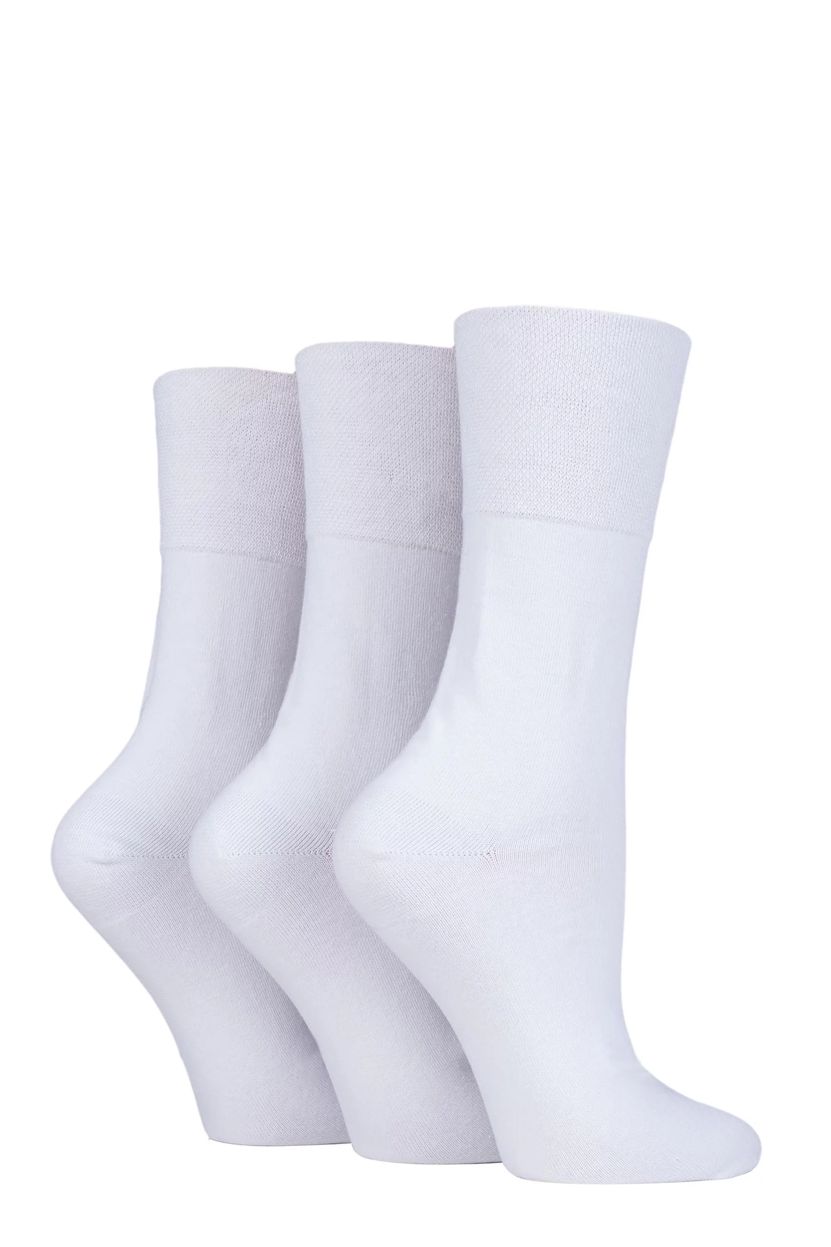 3 Pair White Footnurse Gentle Grip Diabetic Socks Ladies 4-8 Ladies - Iomi