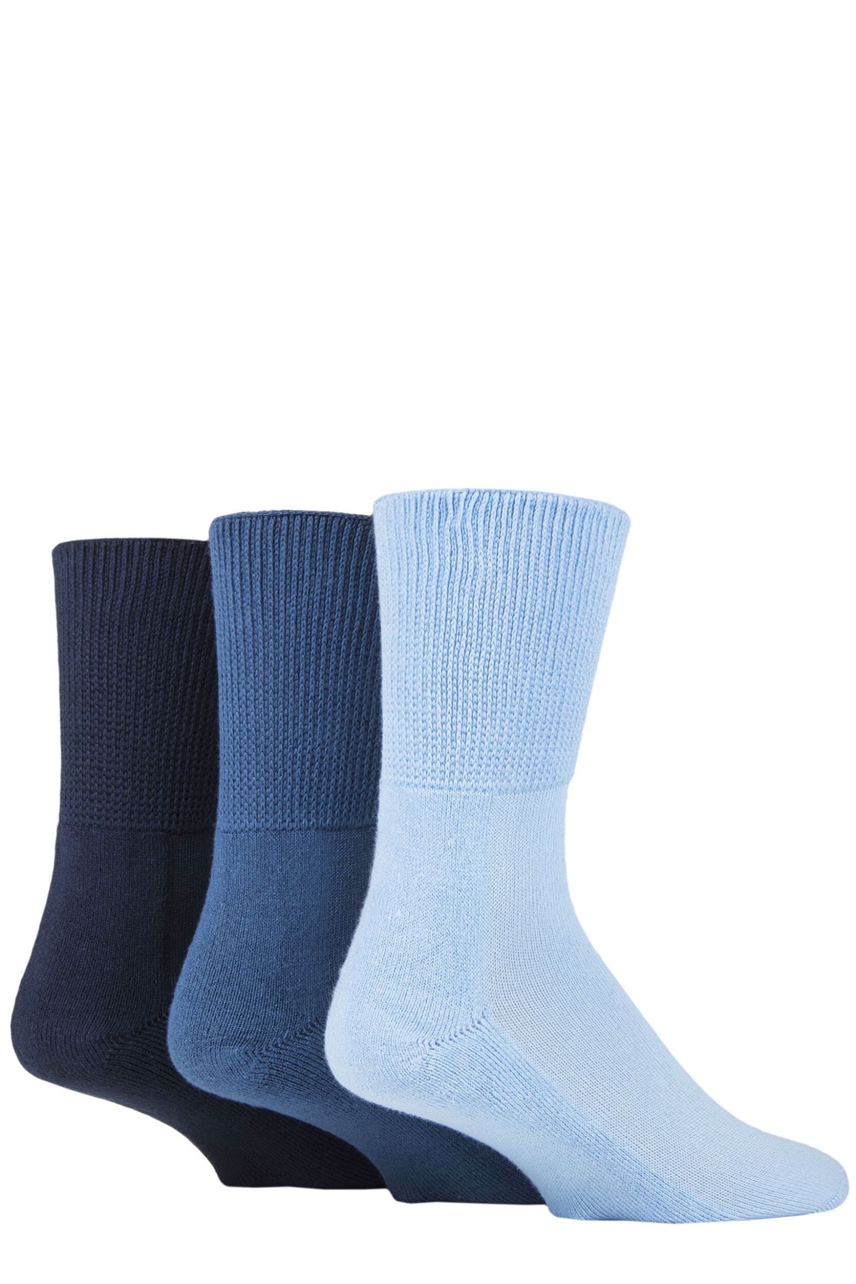 Image of SOCKSHOP IOMI FootNurse Bamboo Cushioned Foot Diabetic Socks Blue 9-12 Unisex