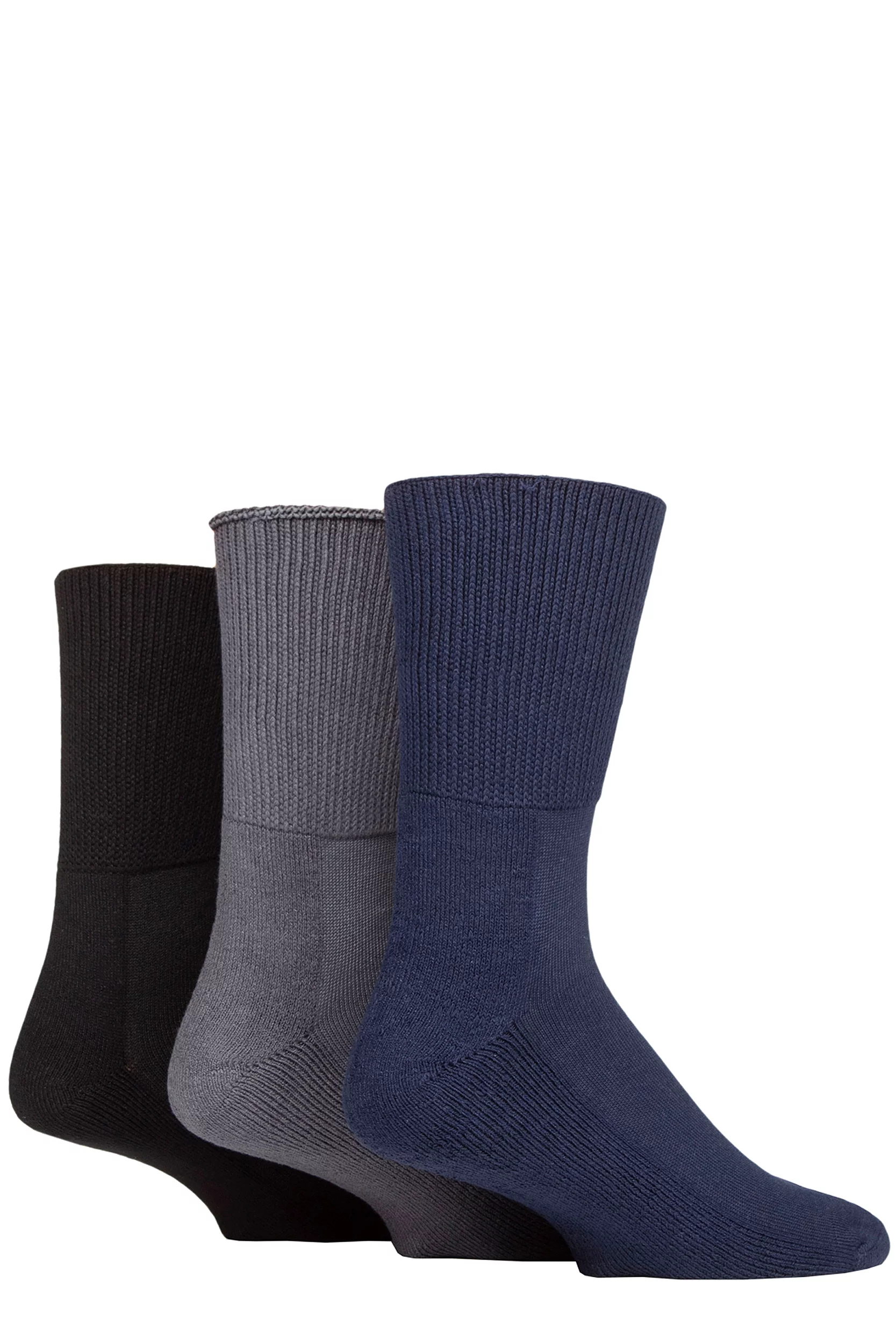 SOCKSHOP IOMI FootNurse Bamboo Cushioned Foot Diabetic Socks Black / Navy / Grey 9-12 Unisex