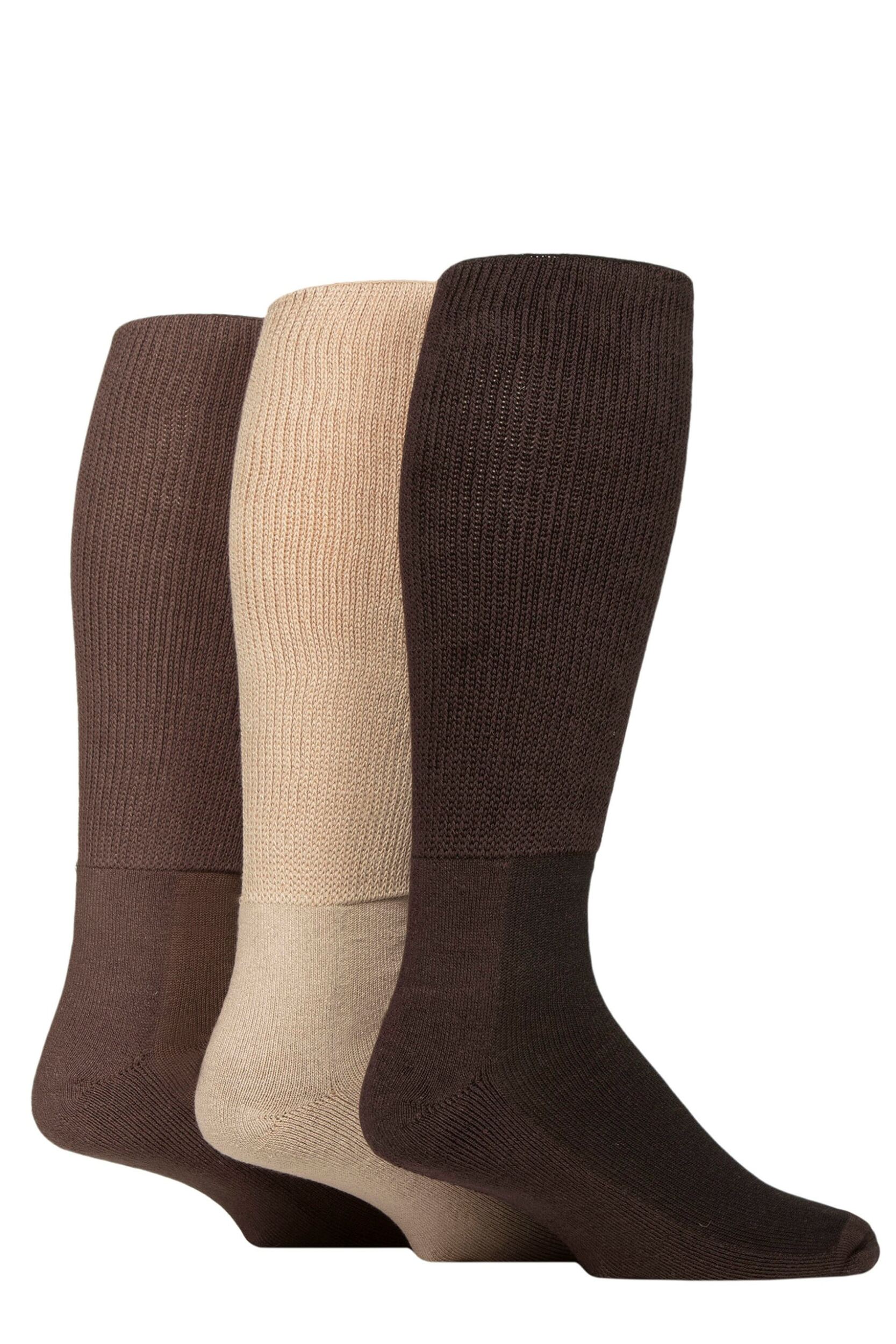Mens and Women's 3 Pair IOMI FootNurse Cushion Foot Bamboo Diabetic Knee High Socks Coffee Bean 6-8.5 Unisex