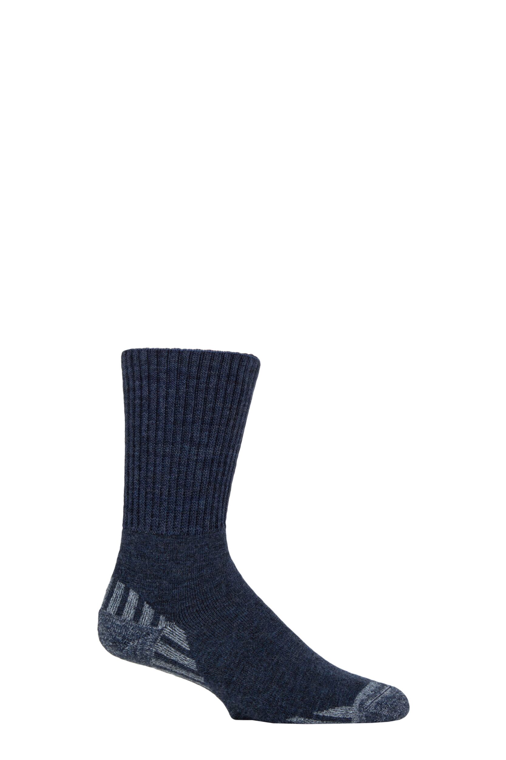 Image of Mens 1 Pair SOCKSHOP IOMI FootNurse Diabetic Merino Wool Boot Socks Navy 9-11