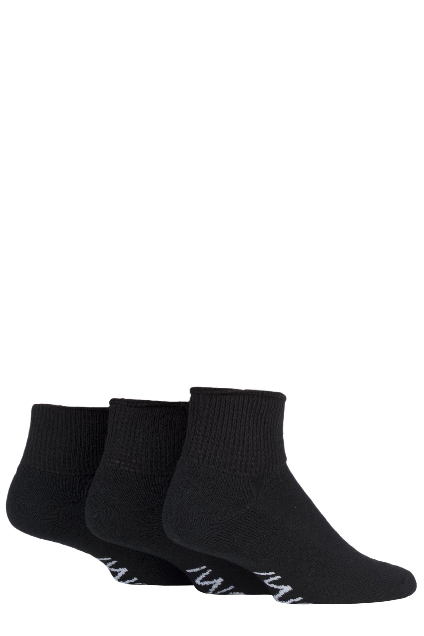 Image of 3 Pair Black Footnurse Gentle Grip Diabetic Ankle Socks Mens