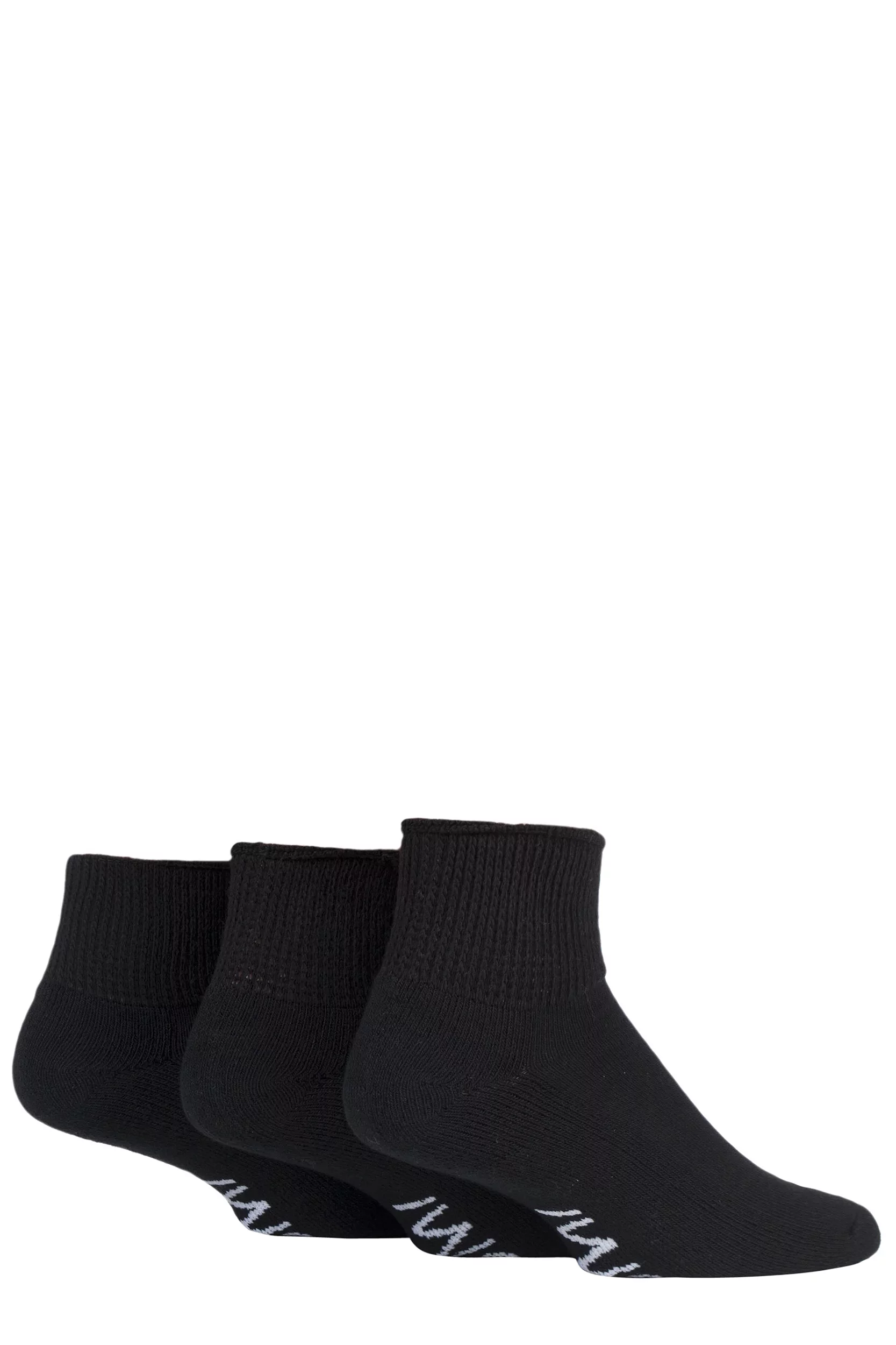 3 Pair Black Footnurse Gentle Grip Diabetic Ankle Socks Men's 6-8.5 Mens - Iomi
