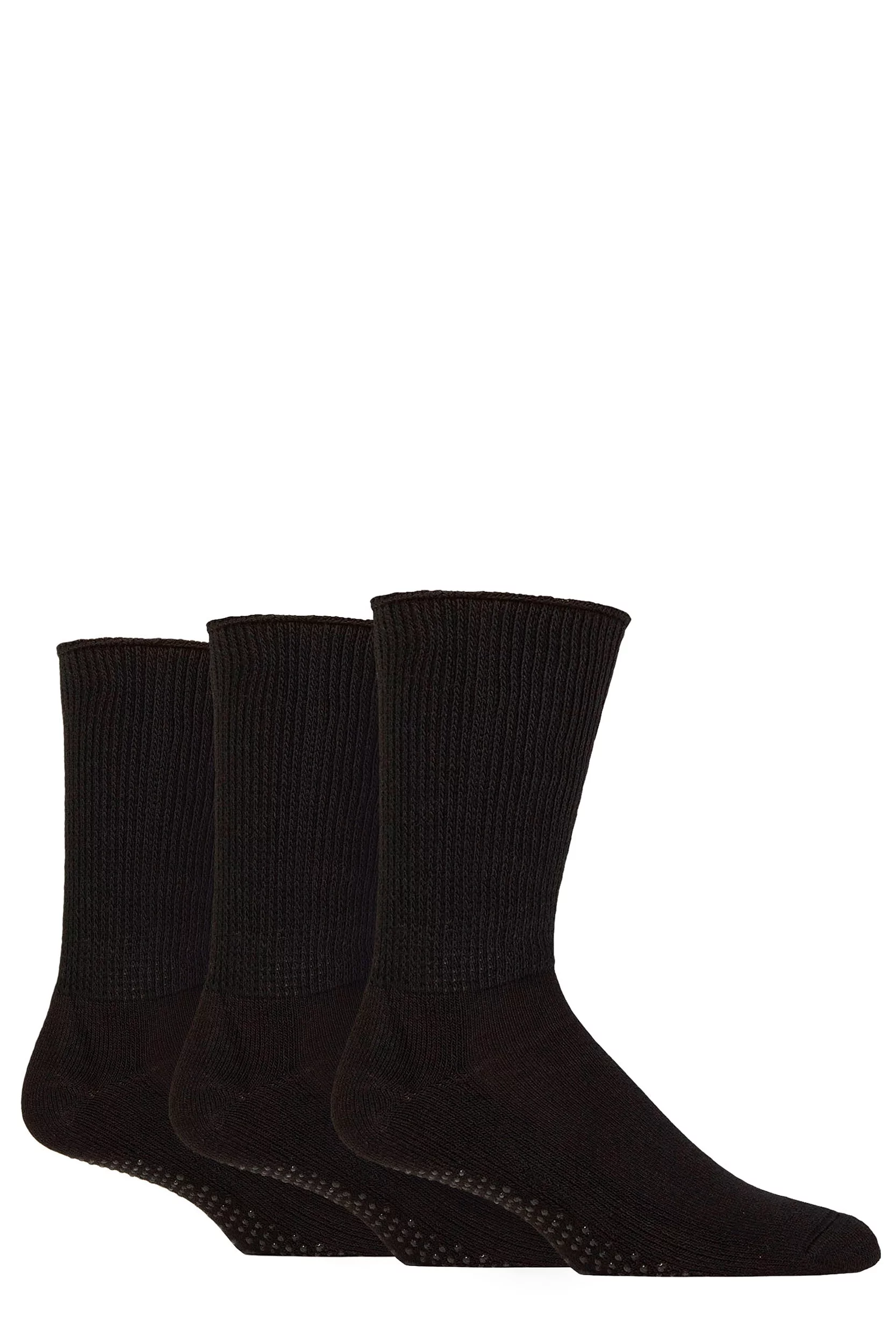 Mens 3 Pair SOCKSHOP IOMI FootNurse Diabetic Slipper Socks Black 9