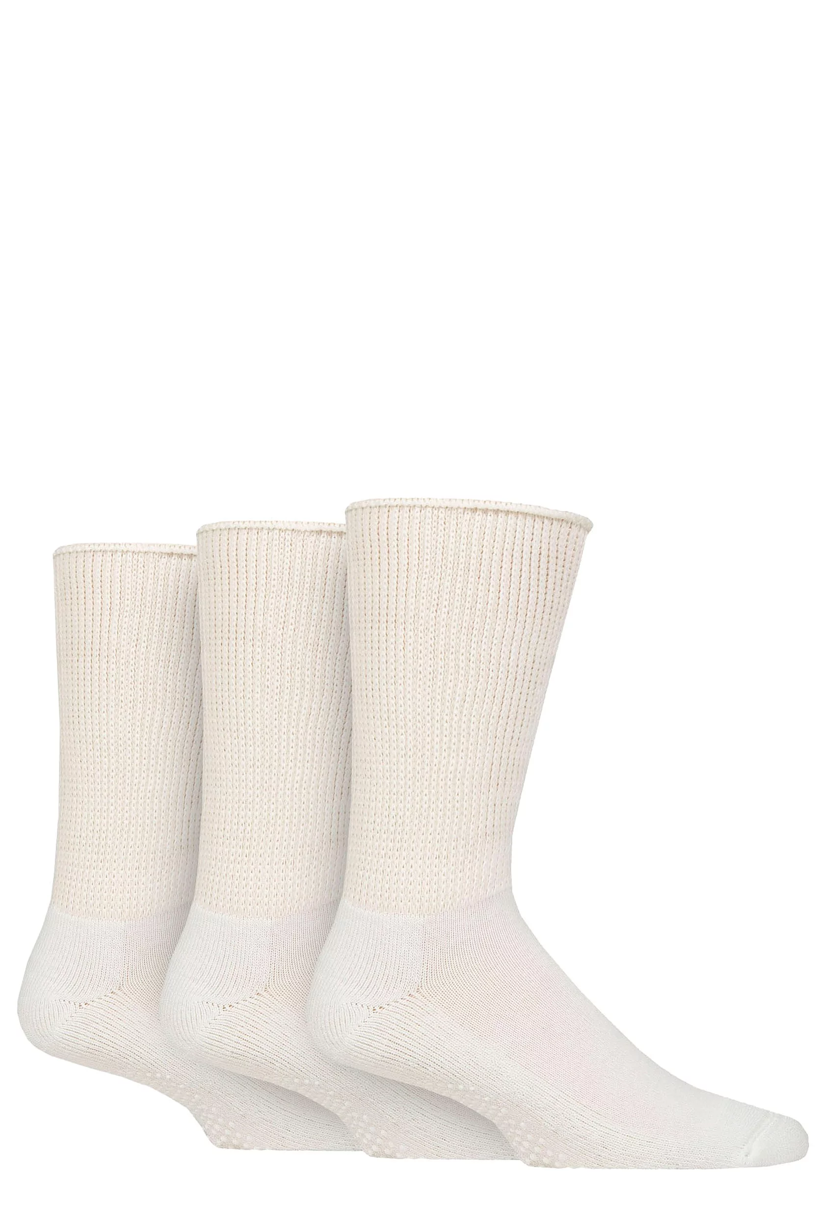 Mens 3 Pair SOCKSHOP IOMI FootNurse Diabetic Slipper Socks White 12