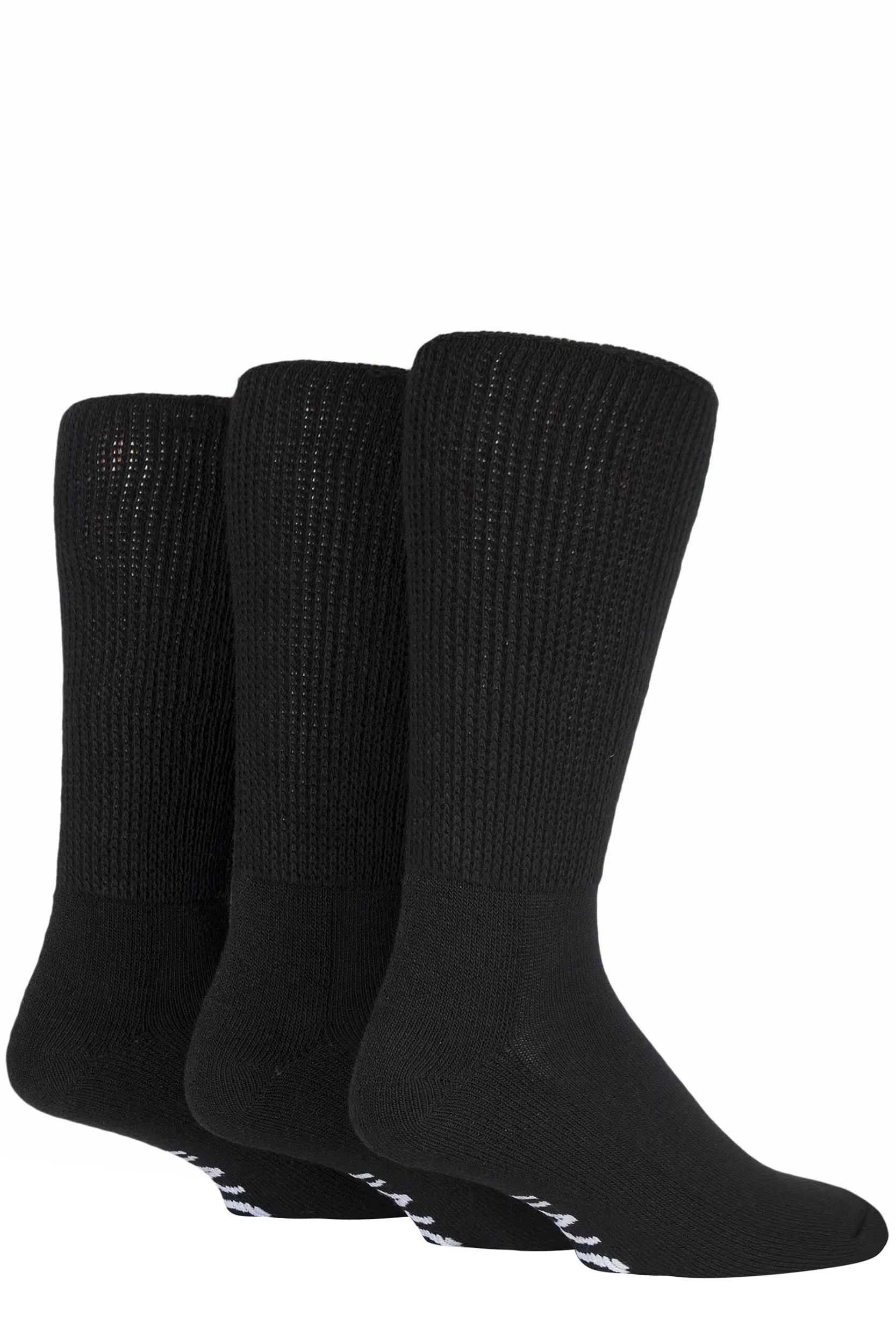 3 Pair Black Footnurse Gentle Grip Cushioned Foot Diabetic Socks Men's 12-14 Mens - Iomi