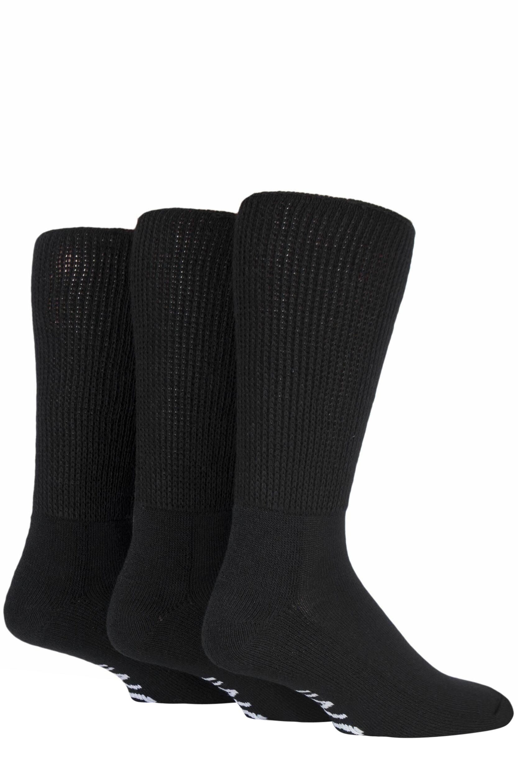Image of 3 Pair Black Footnurse Gentle Grip Cushioned Foot Diabetic Socks Mens