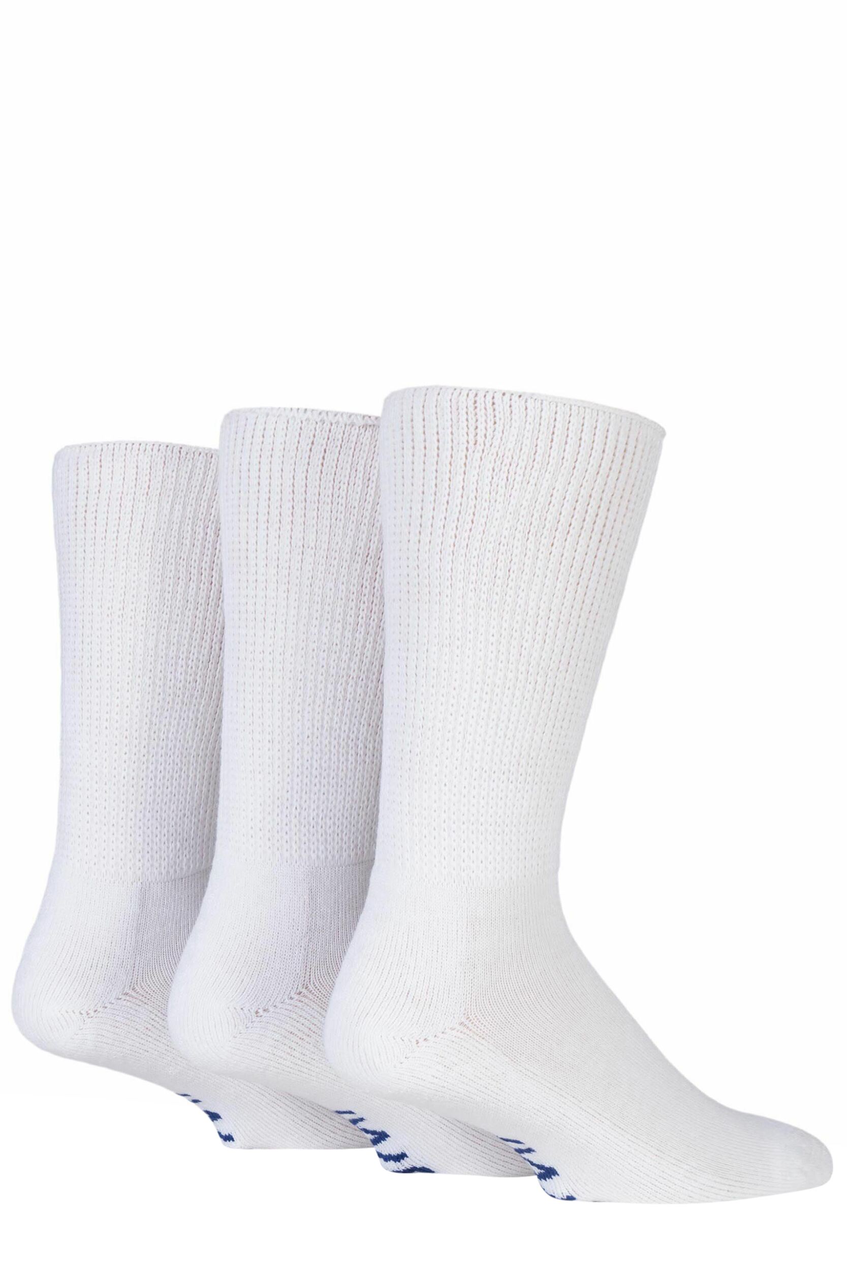 3 Pair White Footnurse Gentle Grip Cushioned Foot Diabetic Socks Men's 12-14 Mens - Iomi