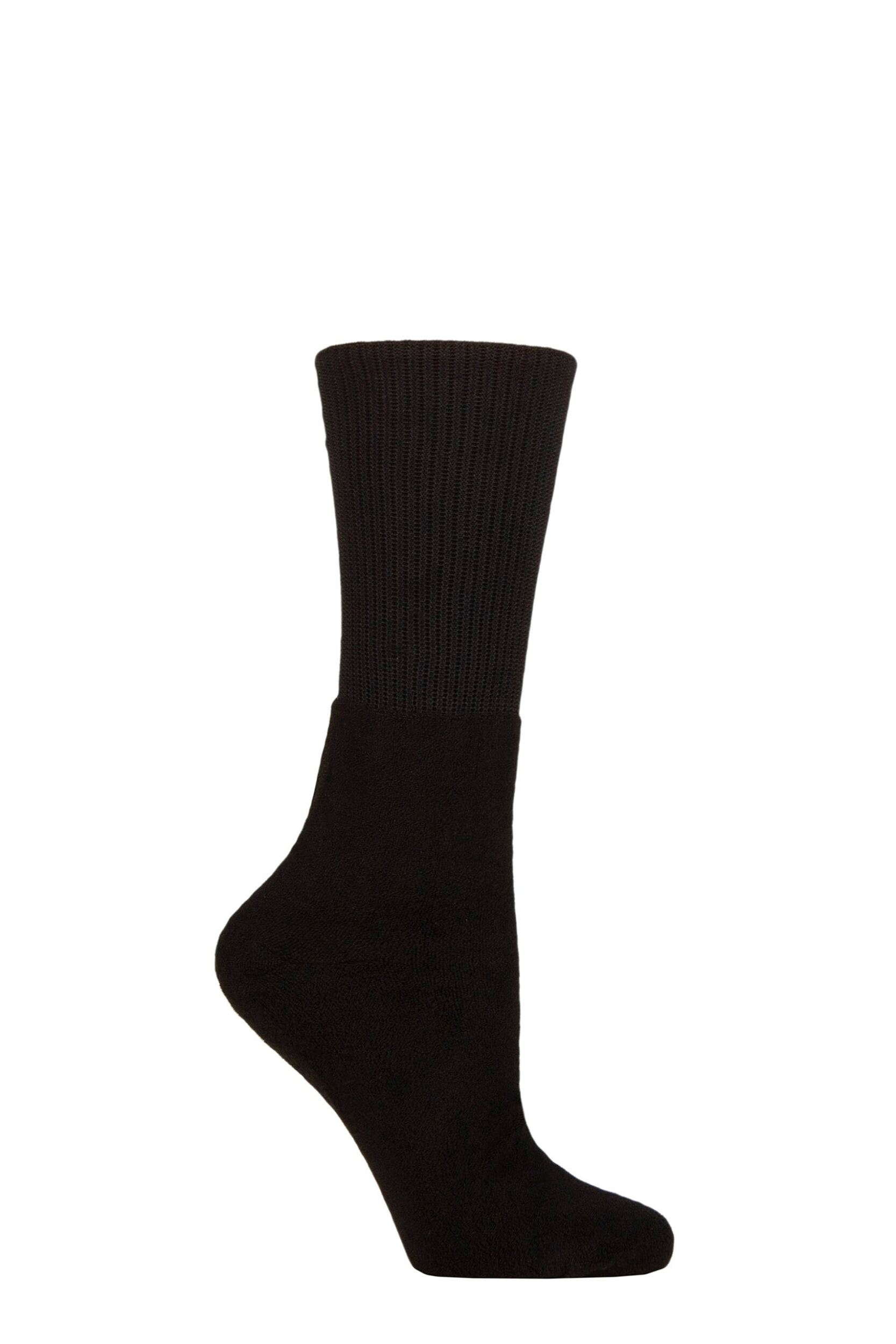 Women’s 1 Pair SOCKSHOP IOMI FootNurse Inside Out Upside Down Diabetic Bamboo Socks Black 4-8