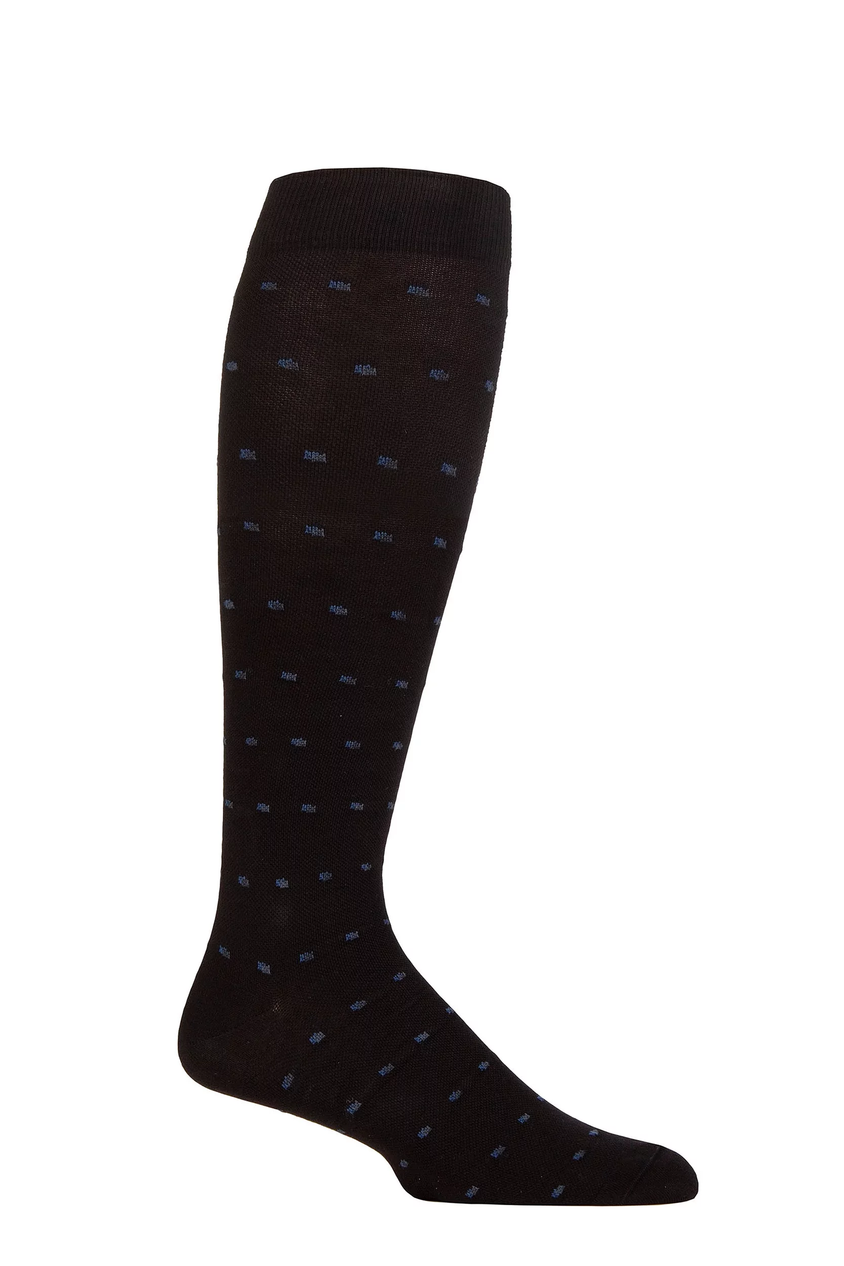 Mens 1 Pair SOCKSHOP IOMI FootNurse Patterned Cotton Flight Socks Black / Blue / Charcoal Squares 6