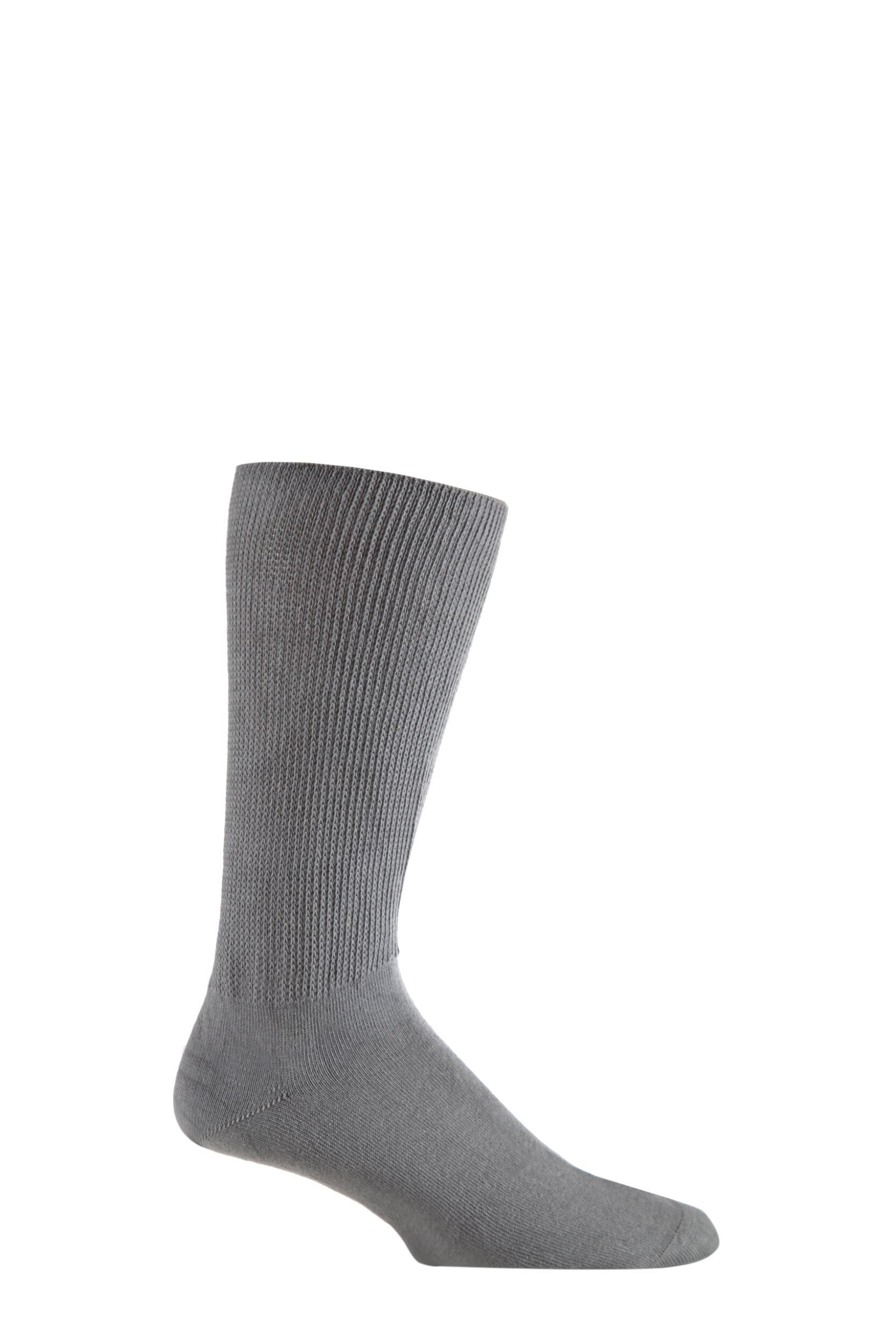1 Pair Grey Footnurse Oedema Extra Wide Cotton Socks Men's 9-12 Mens - Iomi