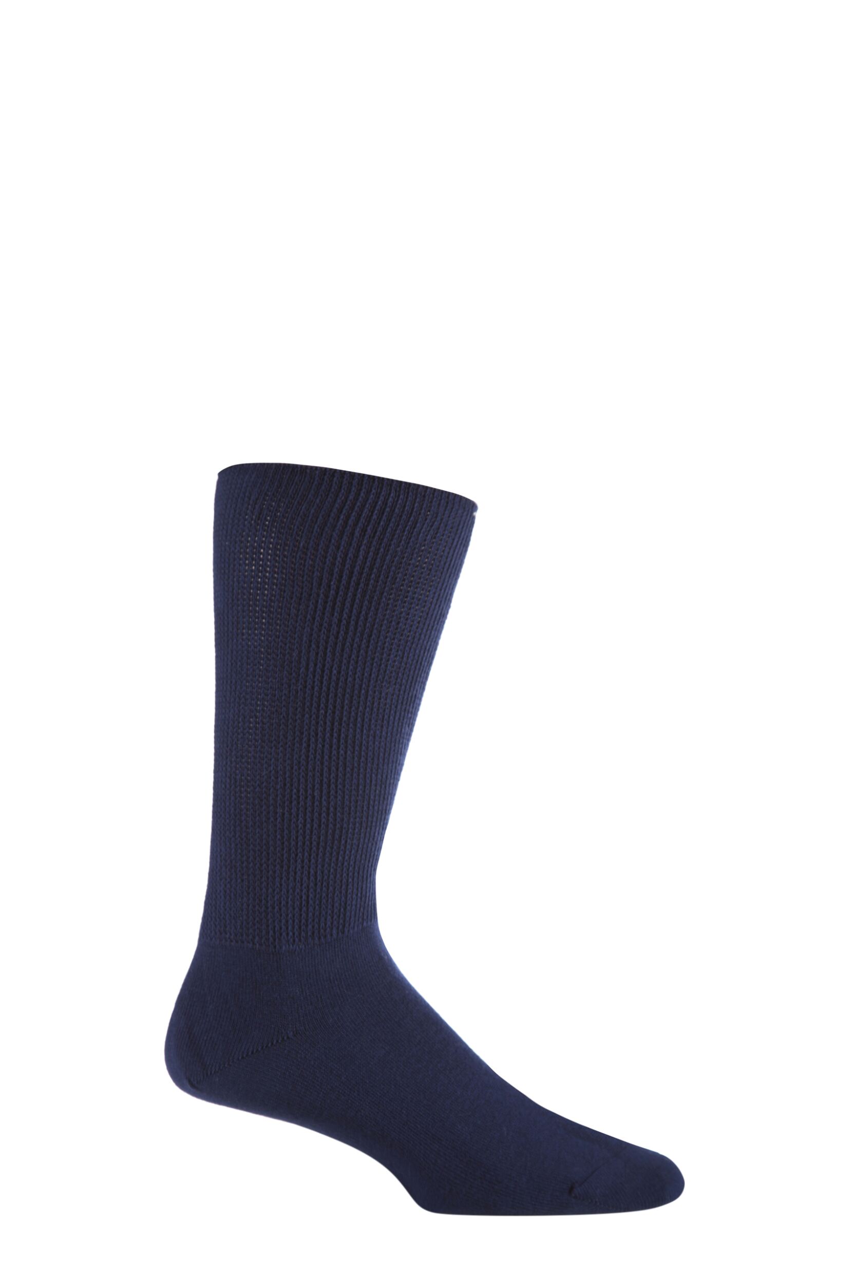 Image of 1 Pair Navy Footnurse Oedema Extra Wide Cotton Socks Mens