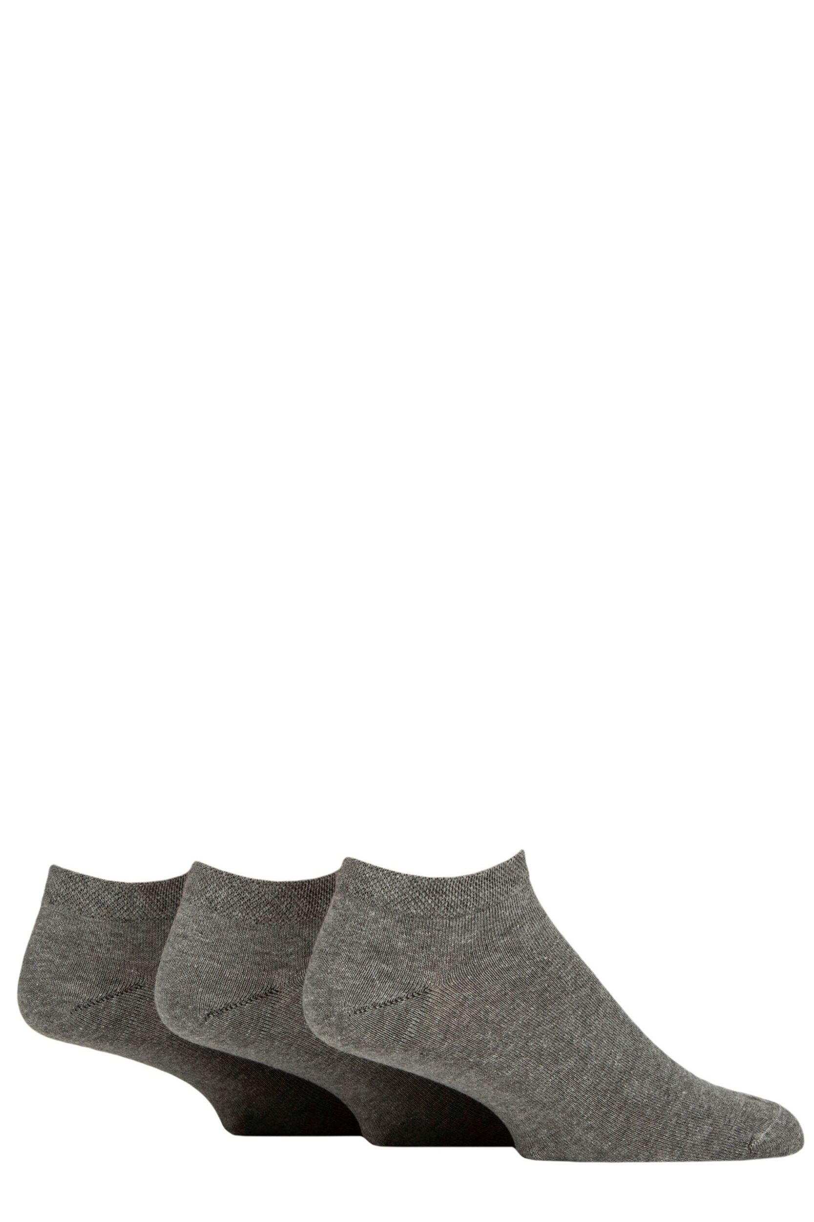 Mens 3 Pair IOMI FootNurse Gentle Grip Diabetic Cotton Trainer Socks Grey 6-11