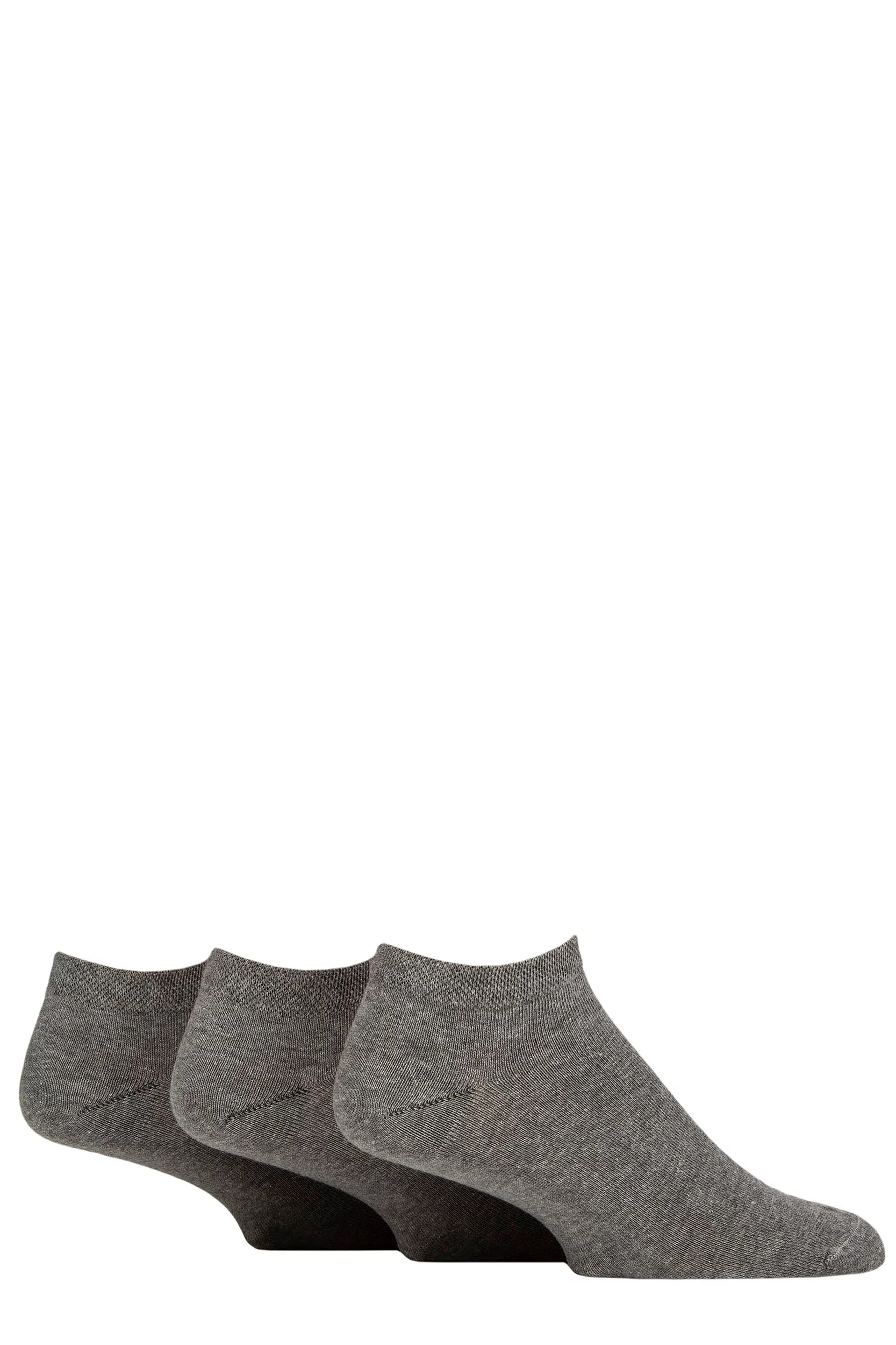 Mens 3 Pair IOMI FootNurse Gentle Grip Diabetic Cotton Trainer Socks Grey 12