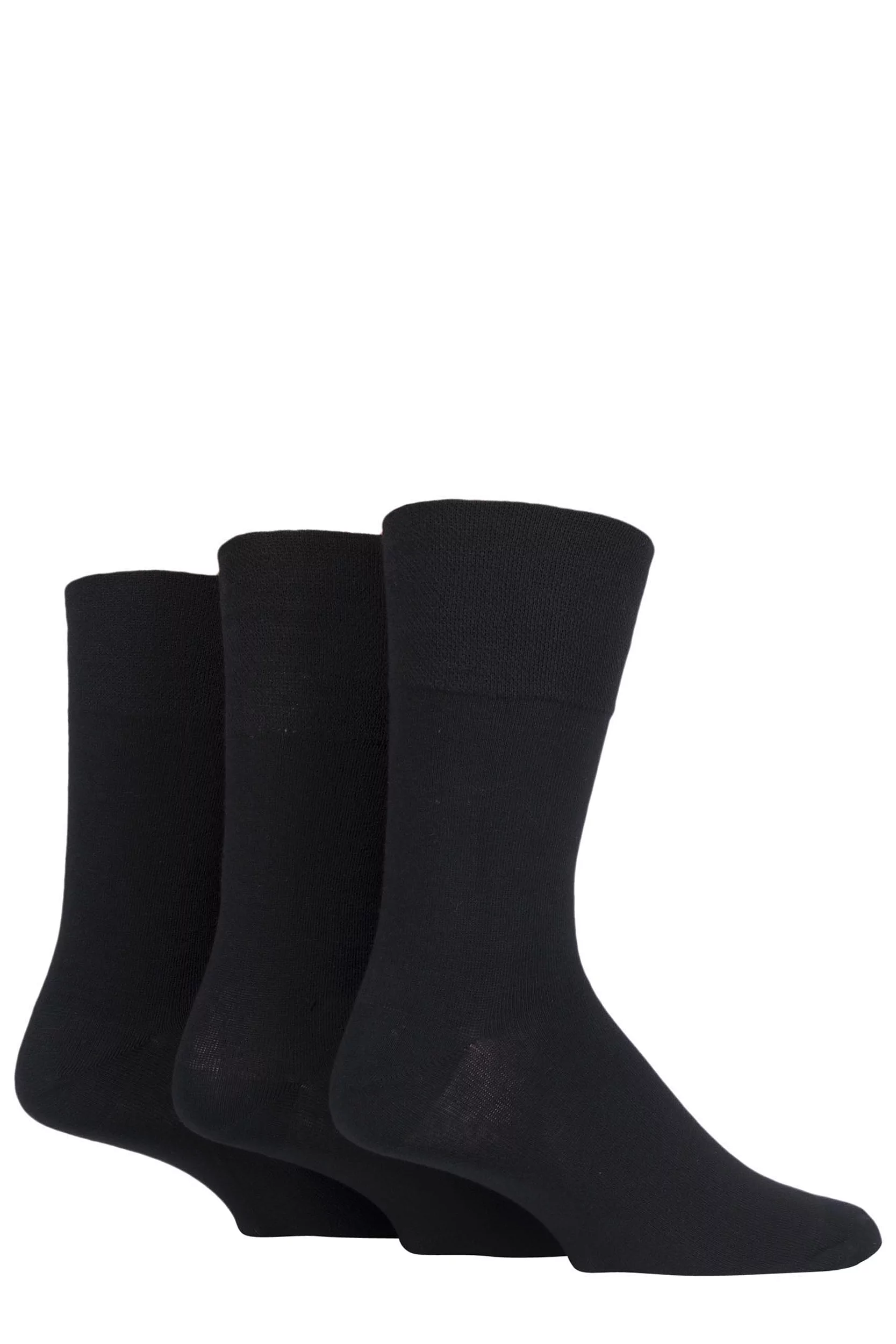3 Pair Black Footnurse Gentle Grip Diabetic Socks Men's 12-14 Mens - Iomi