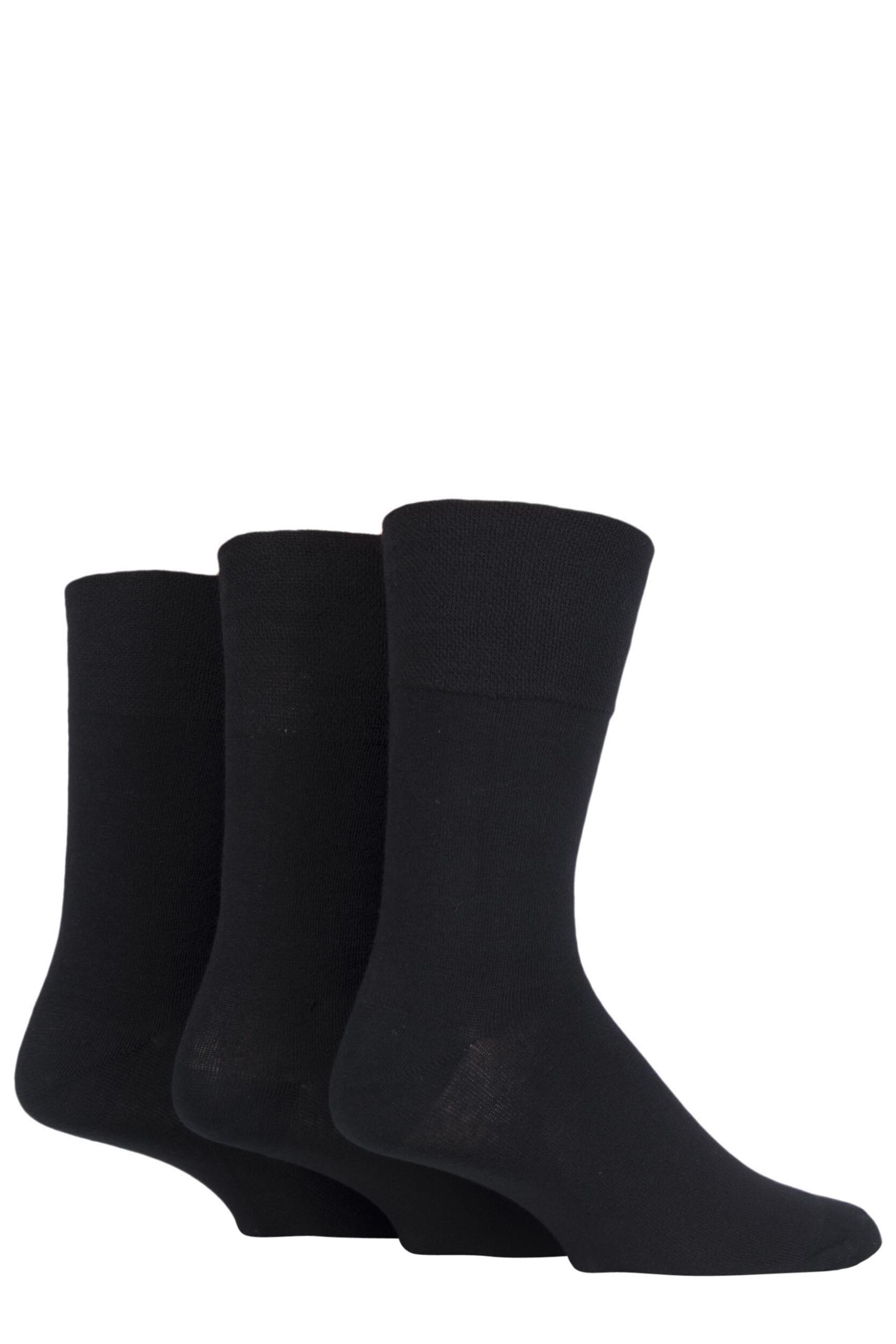 3 Pair Black Footnurse Gentle Grip Diabetic Socks Men's 6-11 Mens - Iomi