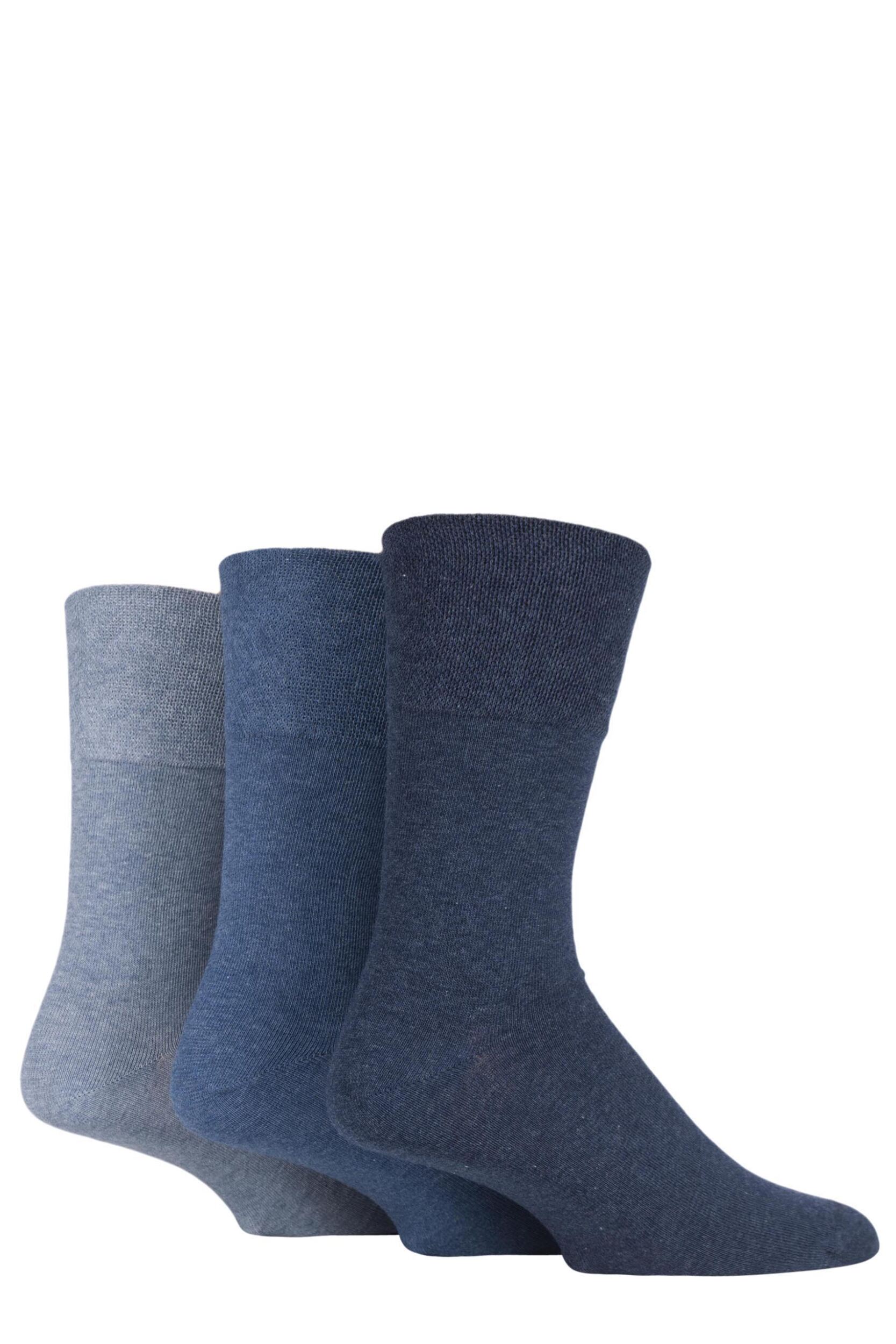 Image of 3 Pair Blue Footnurse Gentle Grip Diabetic Socks Mens