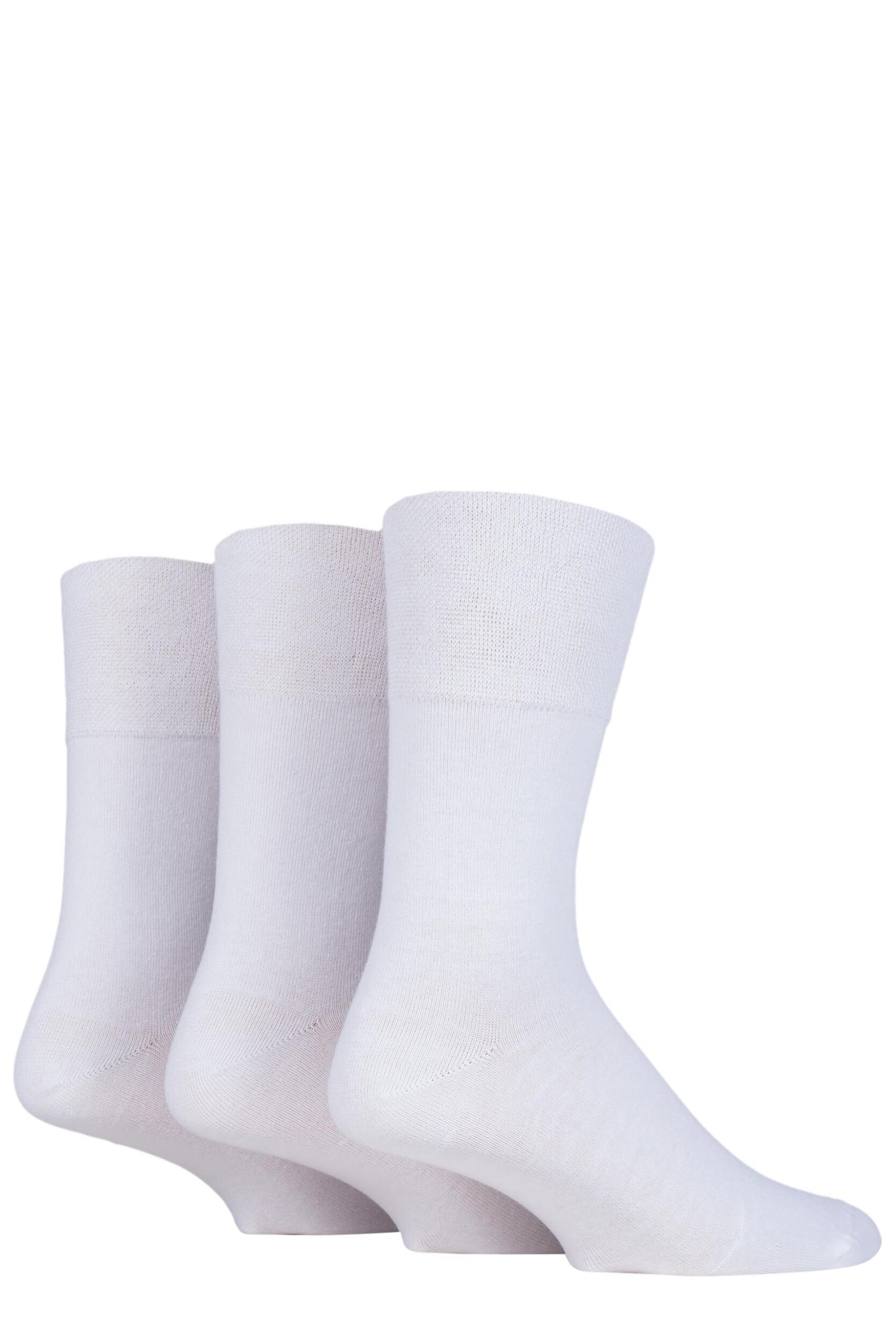 Image of 3 Pair White Footnurse Gentle Grip Diabetic Socks Mens