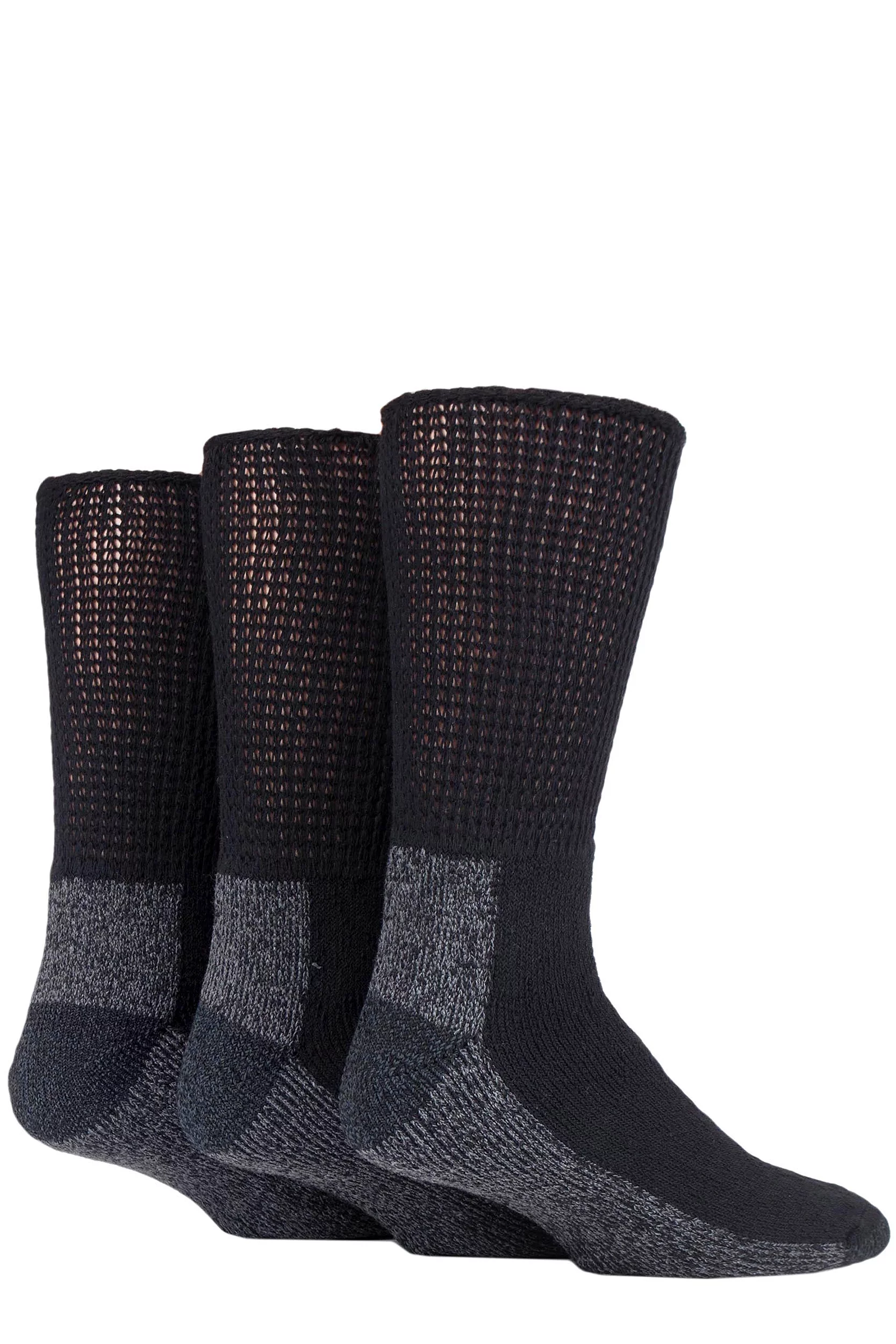 Mens and Women's 3 Pair IOMI FootNurse Workforce Diabetic Socks Black 6-11 Mens