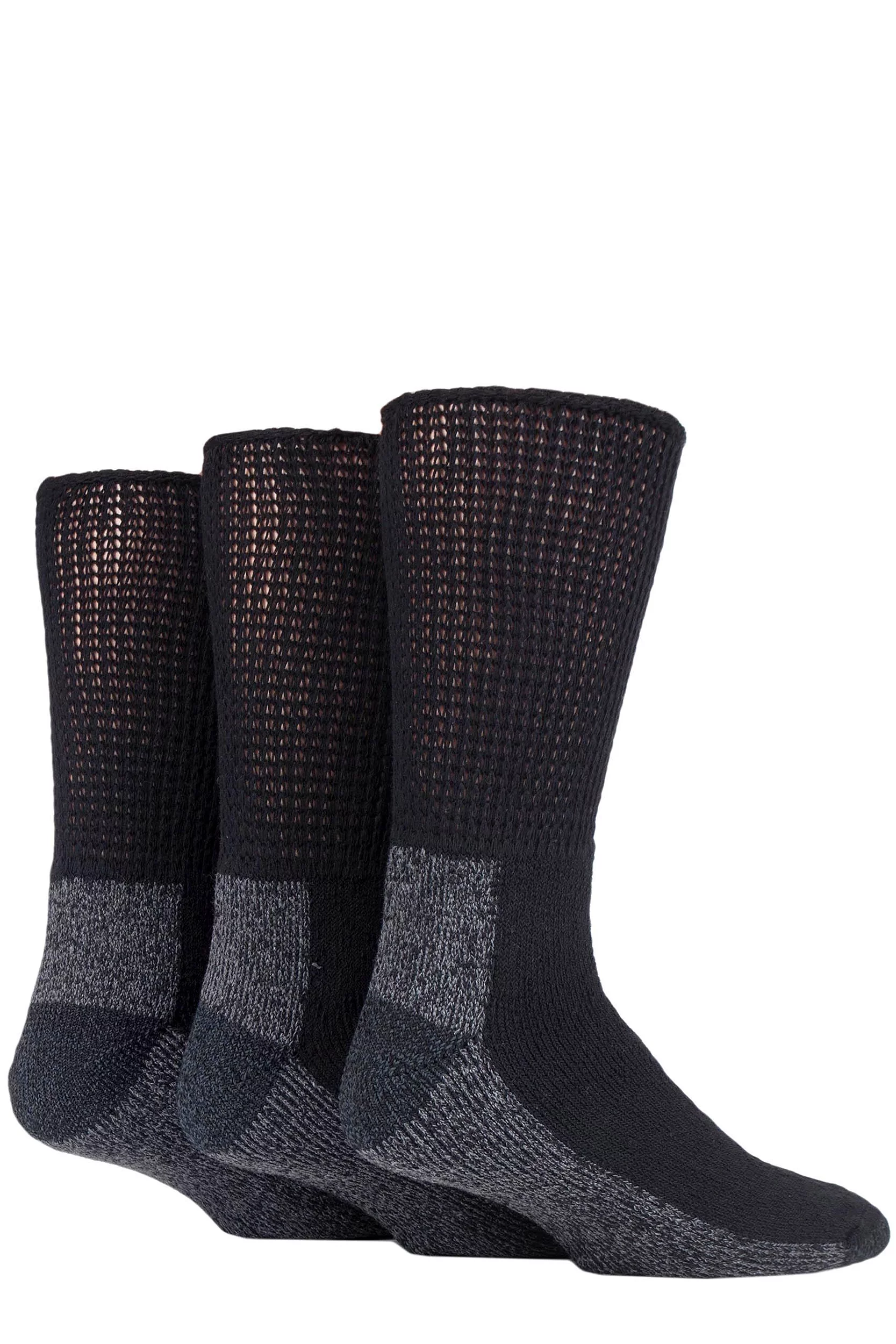 Mens and Women's 3 Pair IOMI FootNurse Workforce Diabetic Socks Black 12-14 Mens