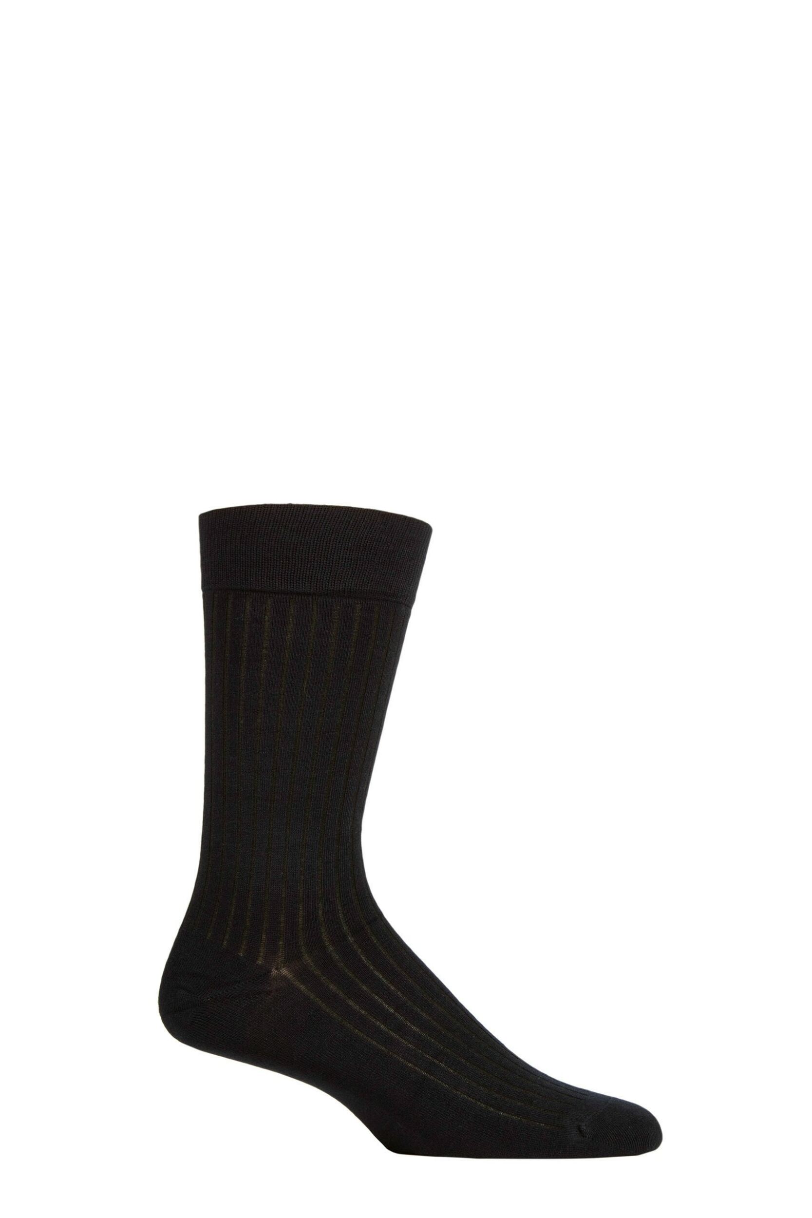 Mens 1 Pair SOCKSHOP of London Luxury Fine Rib Bamboo Socks Black 7-11 Mens