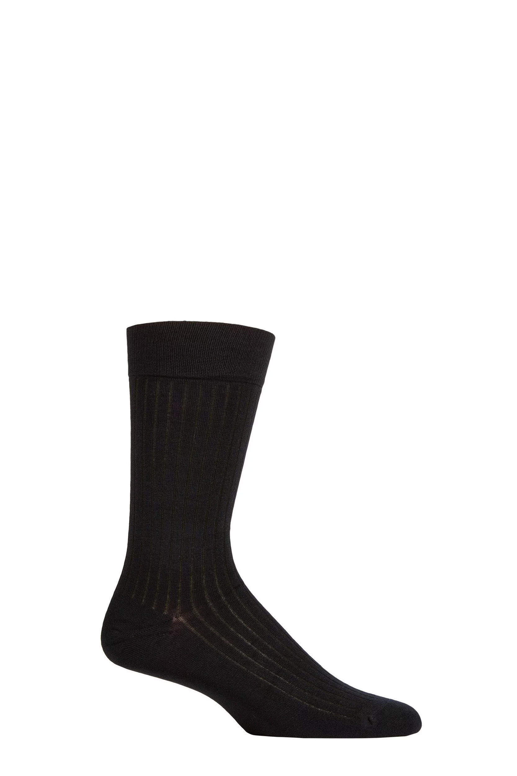 Mens 1 Pair SOCKSHOP of London Luxury Fine Rib Bamboo Socks Black 7-11 Mens