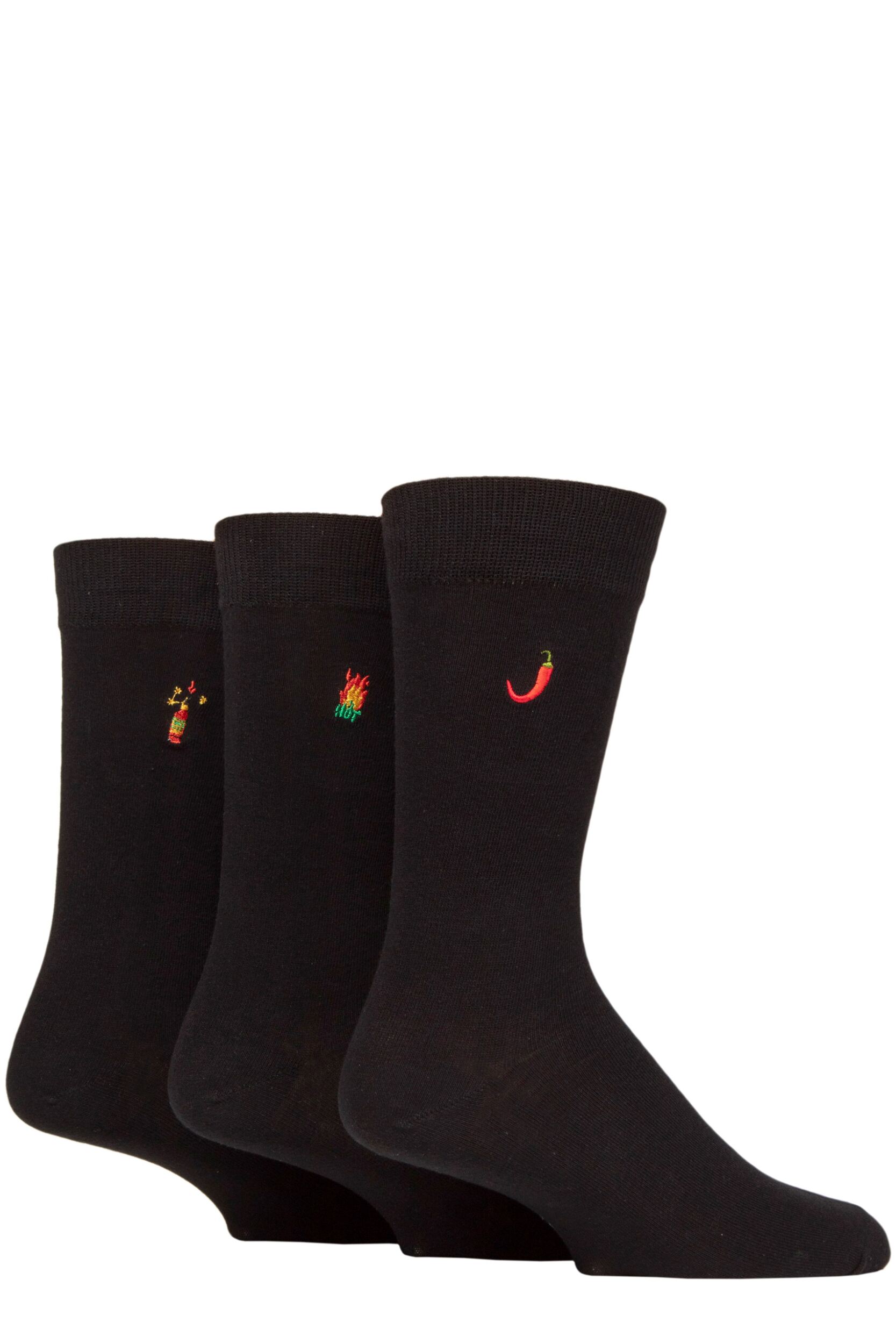 Mens 3 Pair SOCKSHOP Wildfeet Embroidered Bamboo Socks Chilli 7