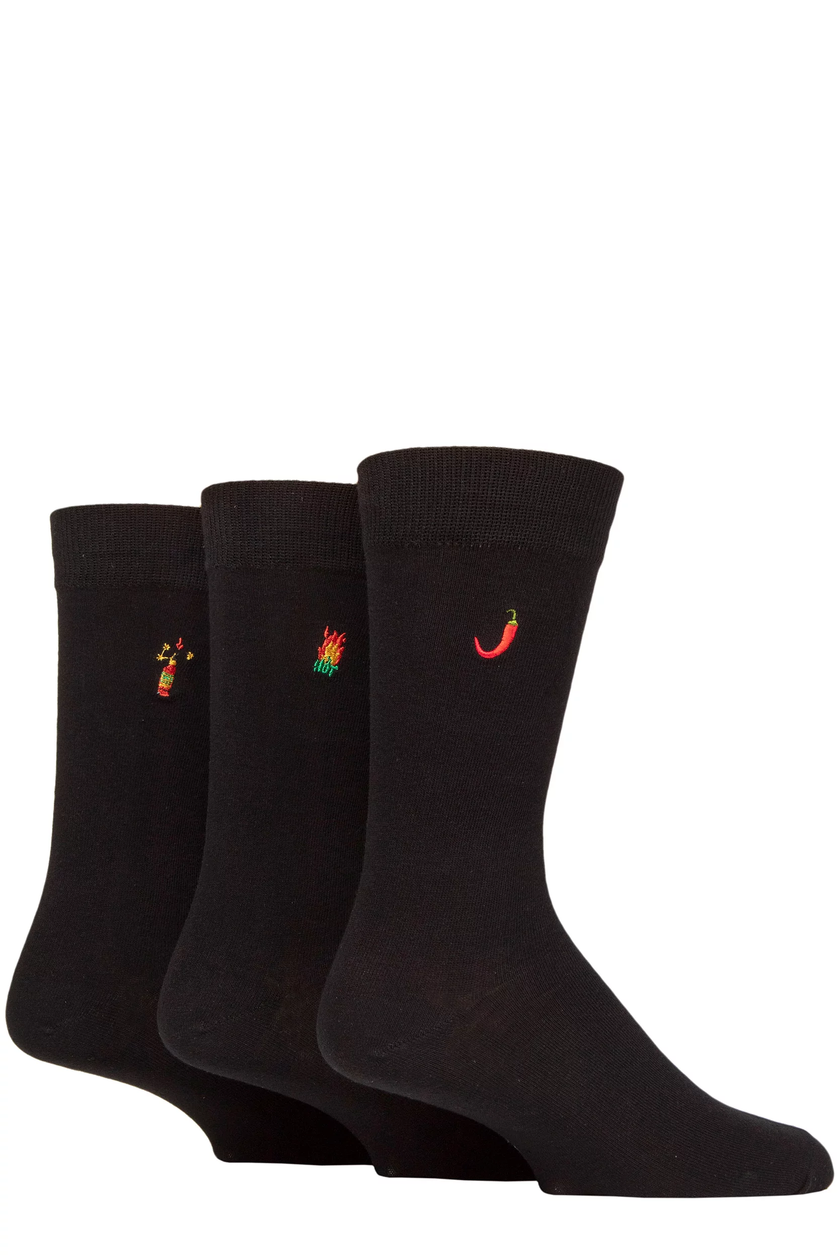 Mens 3 Pair SOCKSHOP Wildfeet Embroidered Bamboo Socks Chilli 7