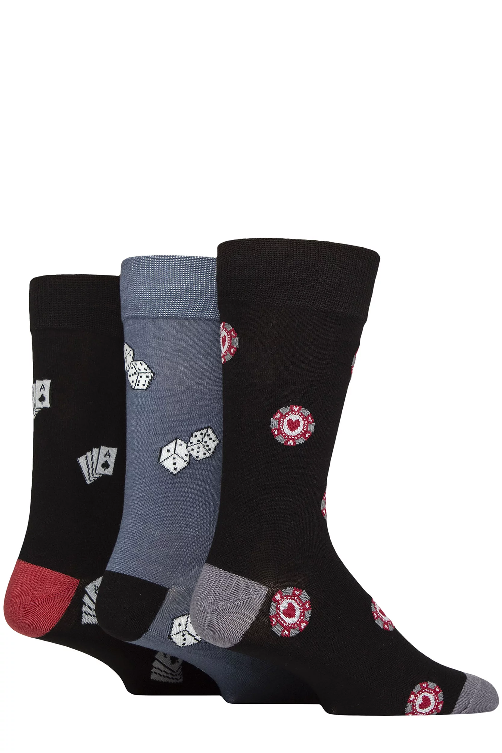 Mens 3 Pair SOCKSHOP Wildfeet Patterned Bamboo Socks Casino 7
