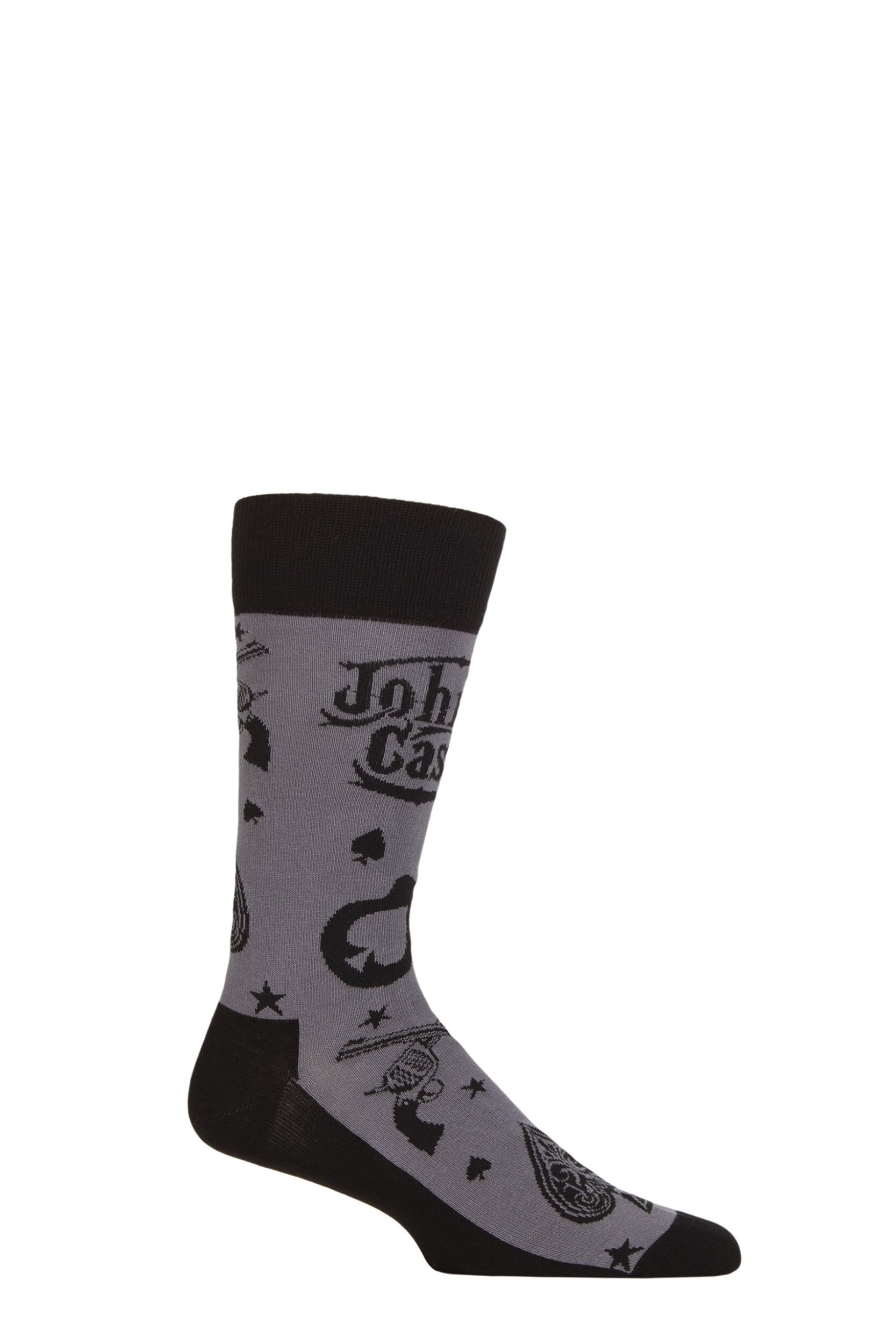 SOCKSHOP Music Collection 1 Pair Johnny Cash Cotton Socks Guitars n Guns One Size