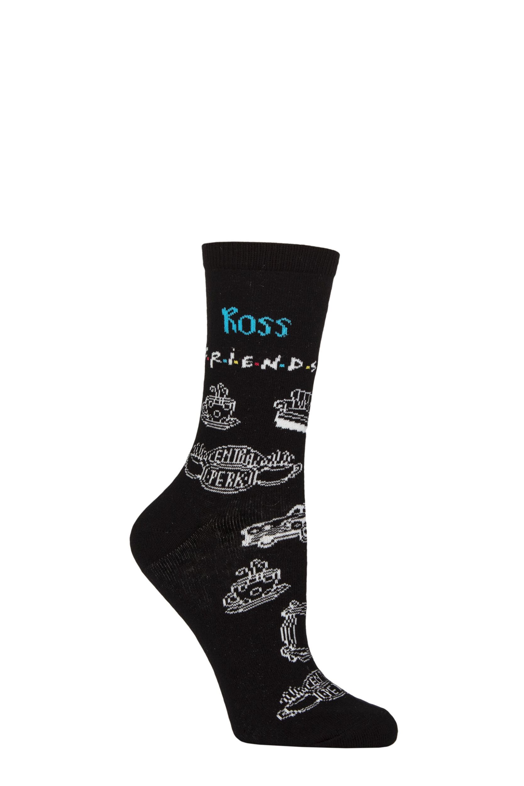 Women’s 1 Pair SOCKSHOP Friends Ross Cotton Socks Multi 4-7 Women’s