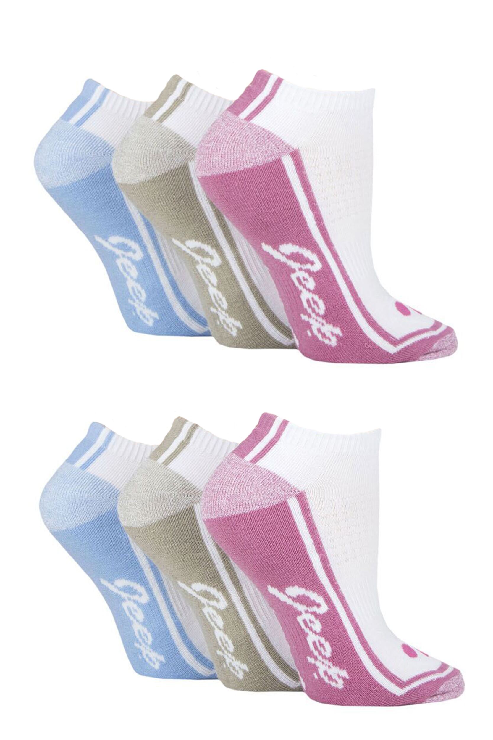 Women's 6 Pair Jeep Performance Polyester Cushioned Trainer Socks White 4-8 Ladies