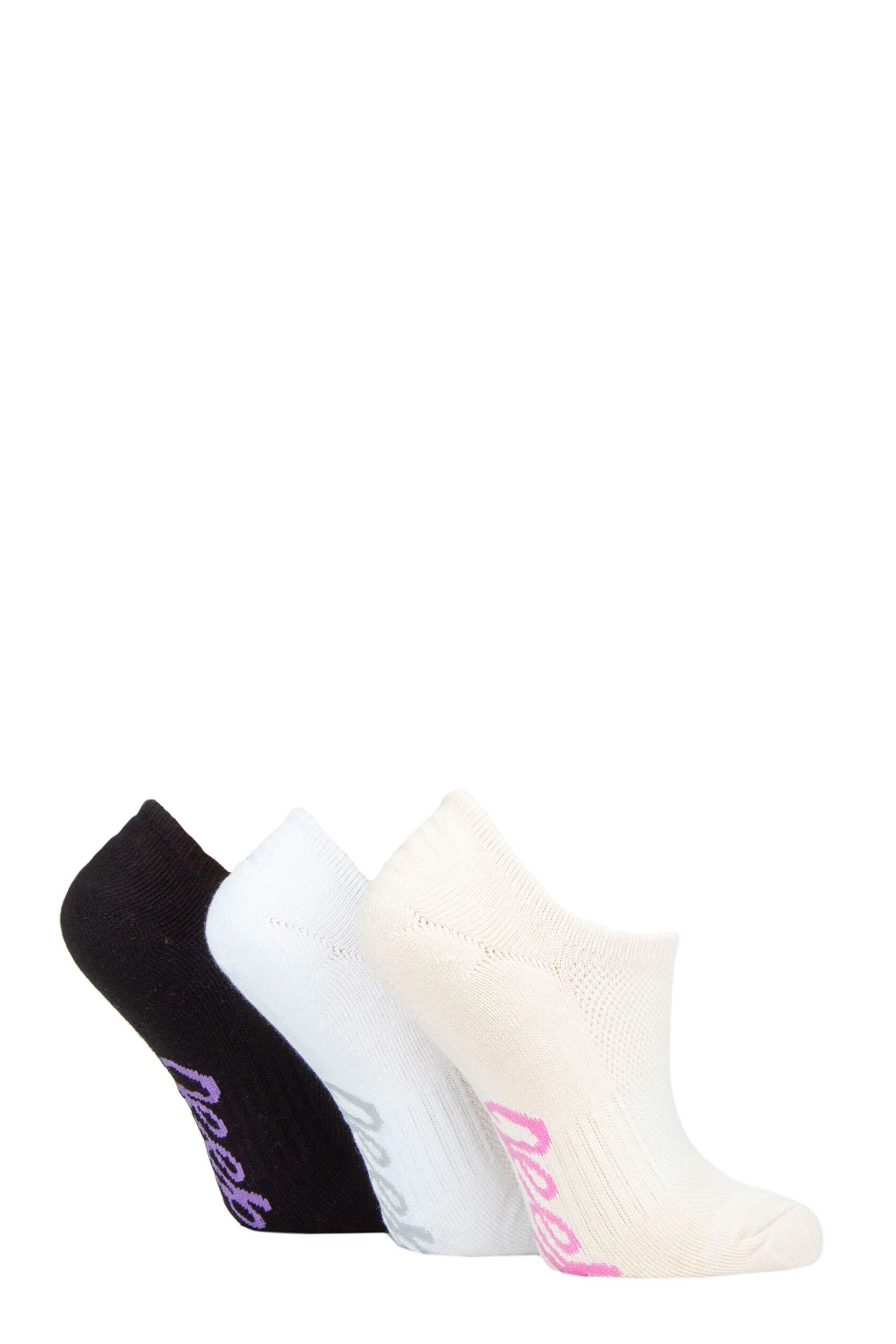 Women's 3 Pair Jeep Bamboo No Show Socks Cream / Black / White 4-8 Ladies