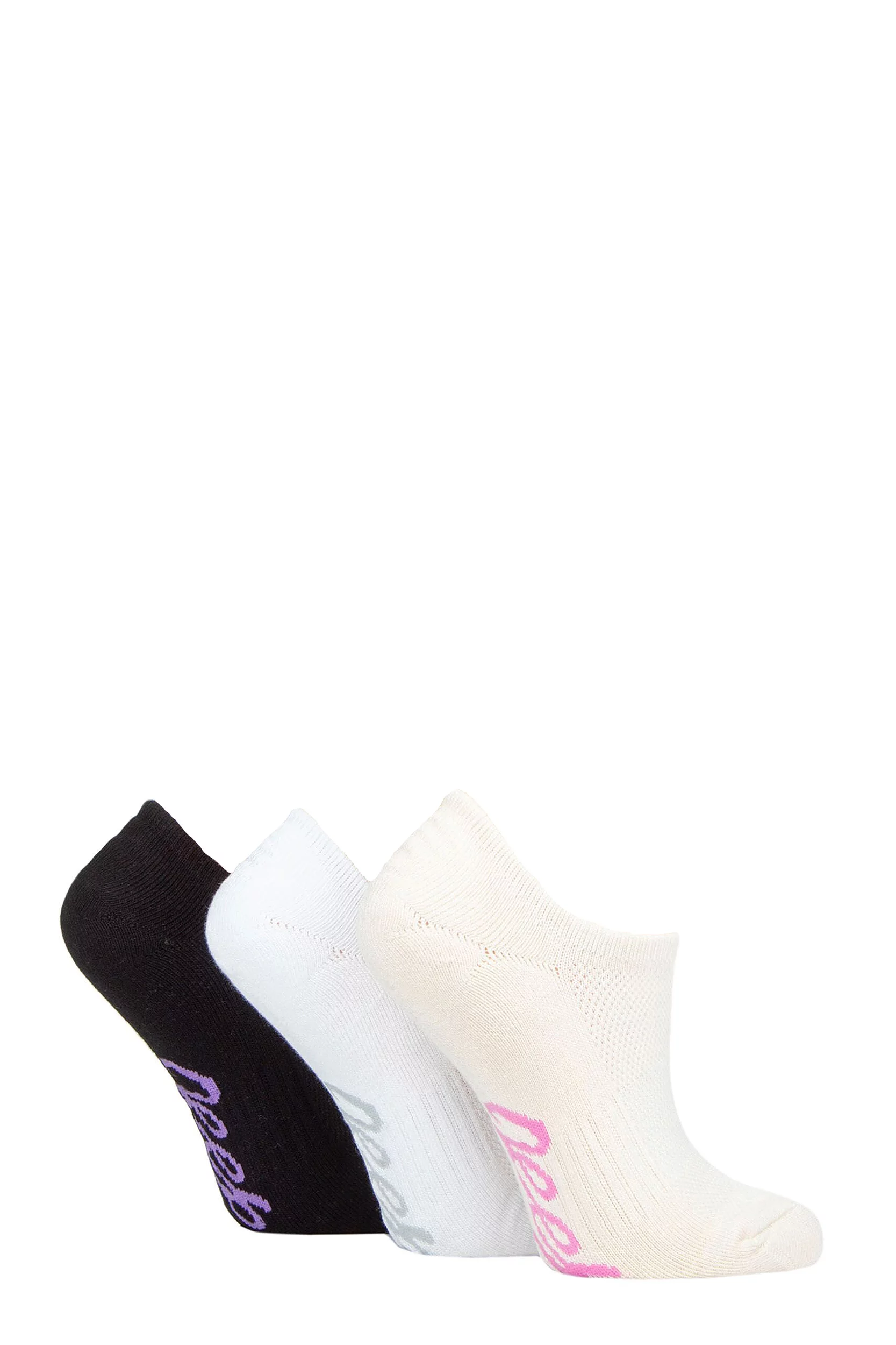 Women's 3 Pair Jeep Bamboo No Show Socks Cream / Black / White 4-8 Ladies