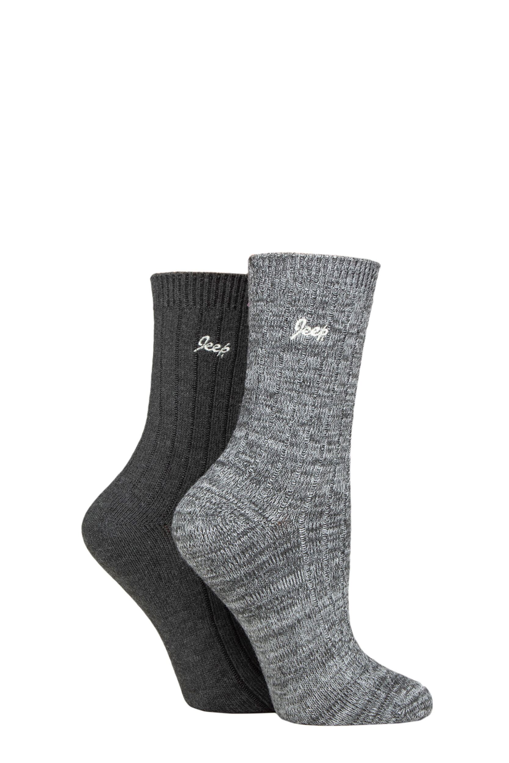 Women's 2 Pair Jeep Performance Polyester Boot Socks Charcoal / Slate 4-8 Ladies