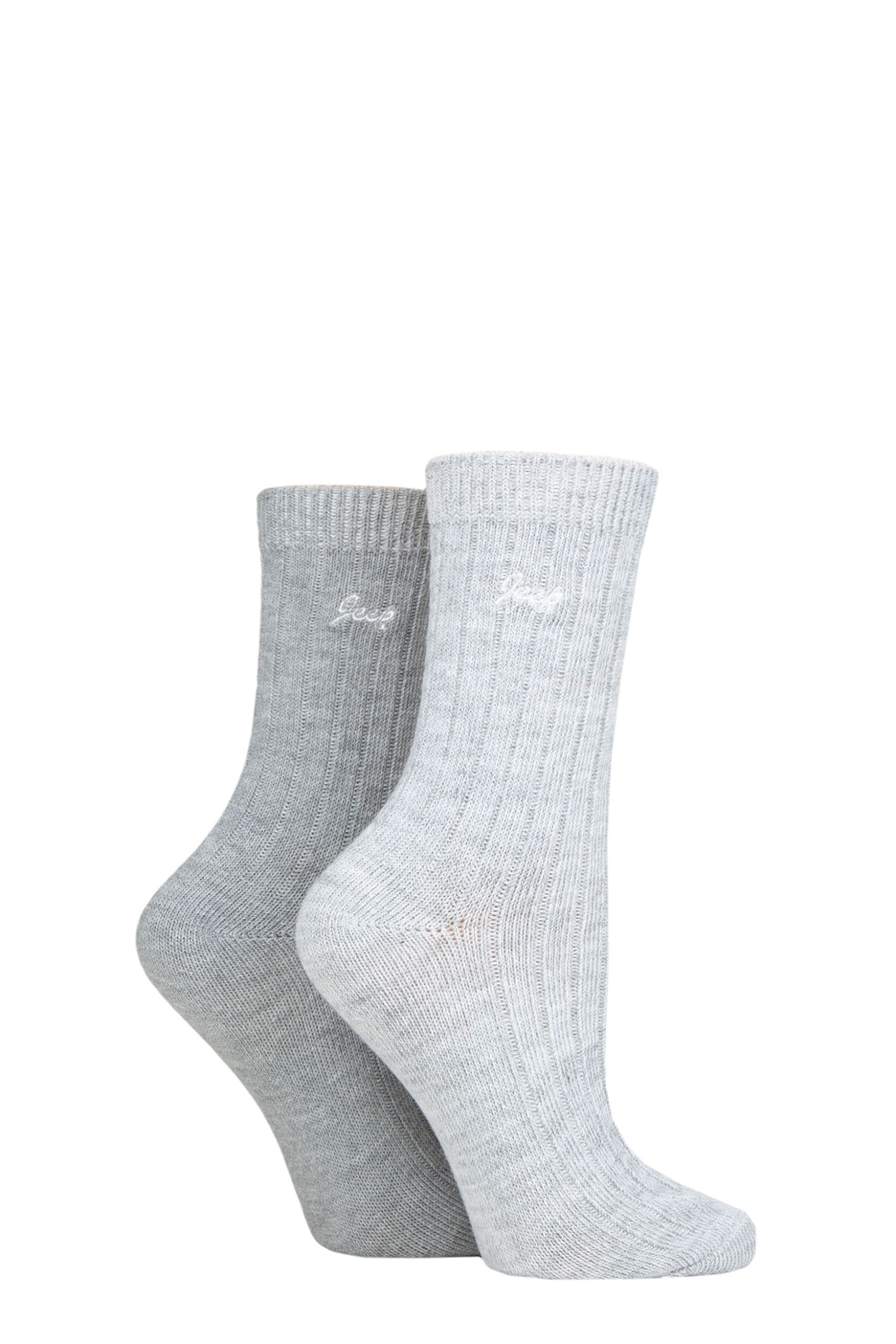 Women's 2 Pair Jeep Performance Polyester Boot Socks Slate / White 4-8 Ladies