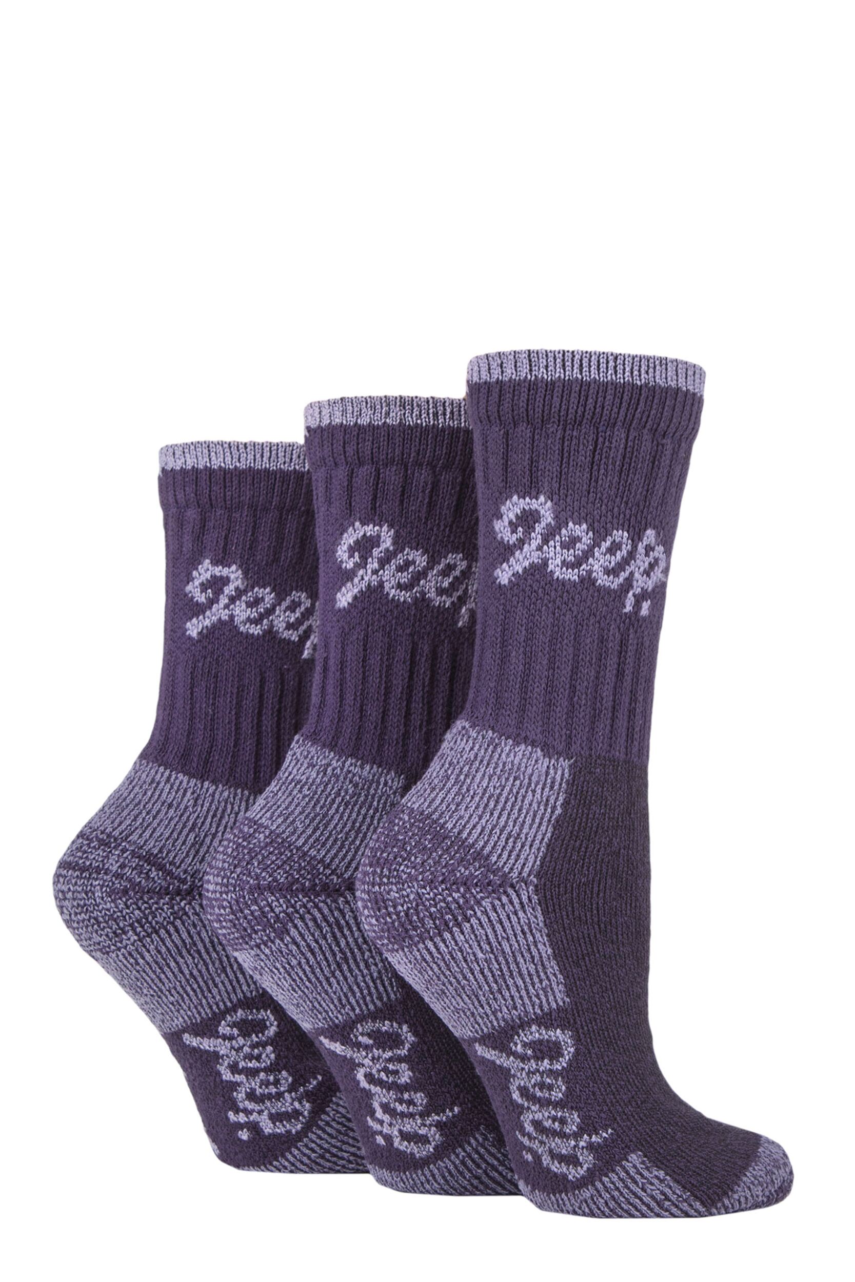 Women's 3 Pair Jeep Luxury Terrain Boot Socks Lilac / Purple 4-8 Ladies
