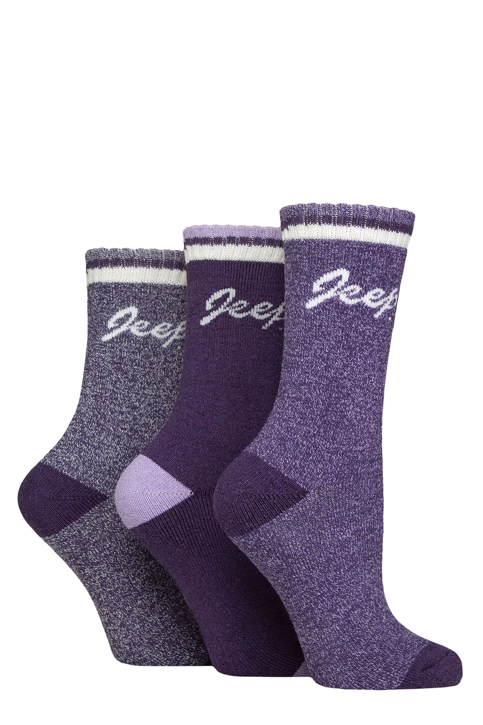 Women's 3 Pair Jeep Performance Full Cushion Boot Socks Lilac / Purple / Cream 4