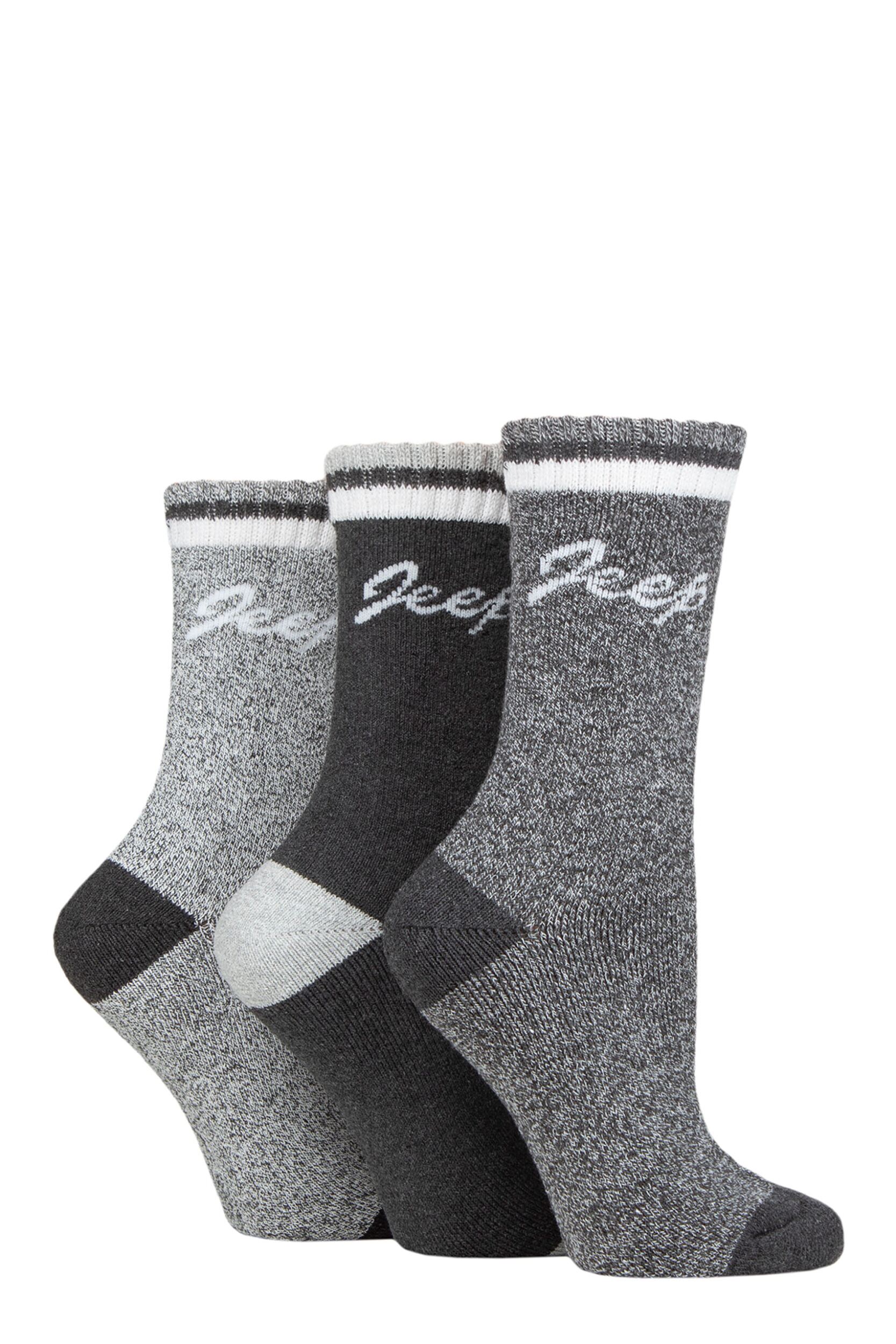 Women's 3 Pair Jeep Performance Full Cushion Boot Socks Slate / Grey / Cream 4-8 Ladies