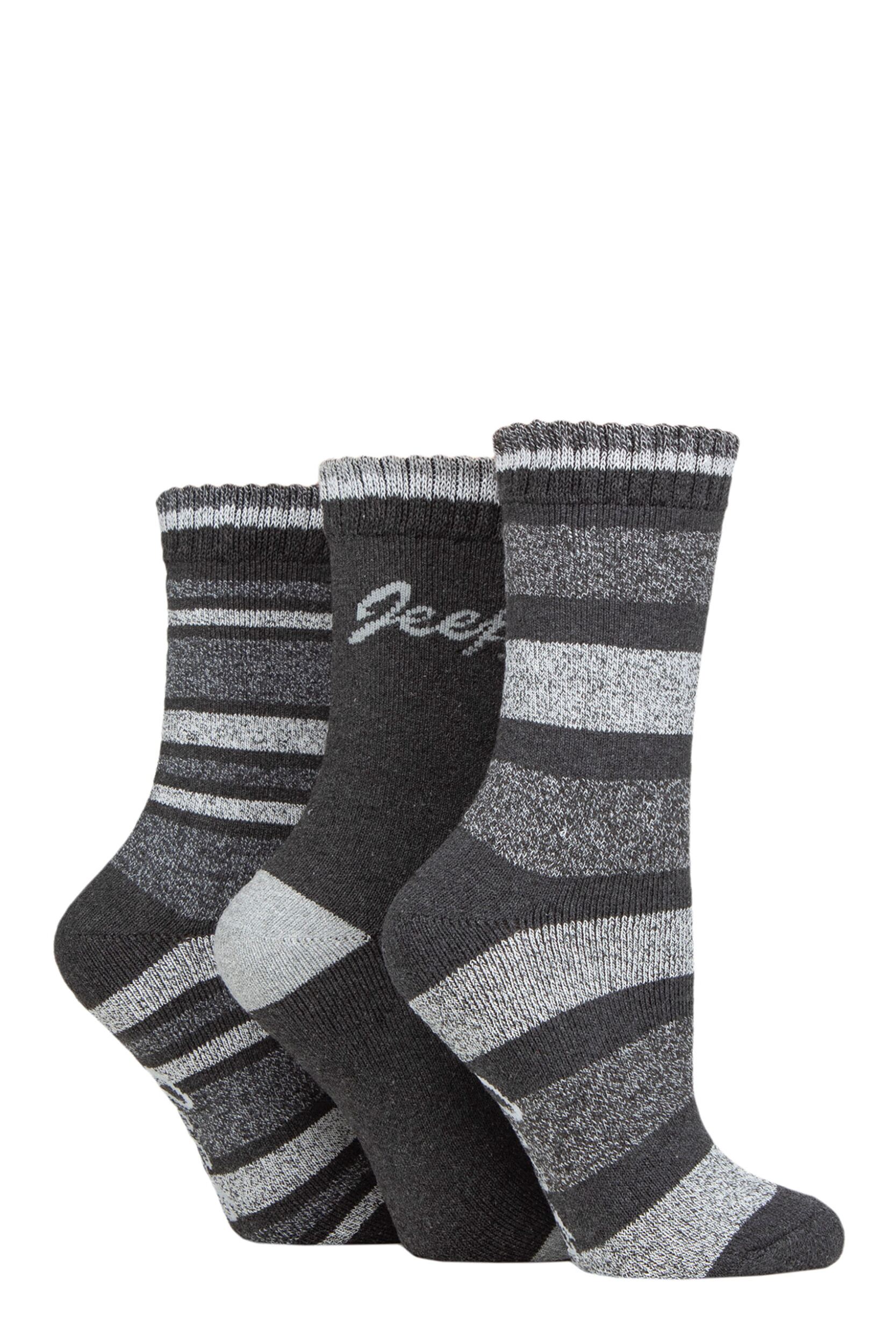 Image of Women's 3 Pair Jeep Performance Full Cushion Striped Boot Socks Slate / Grey 4-8 Ladies