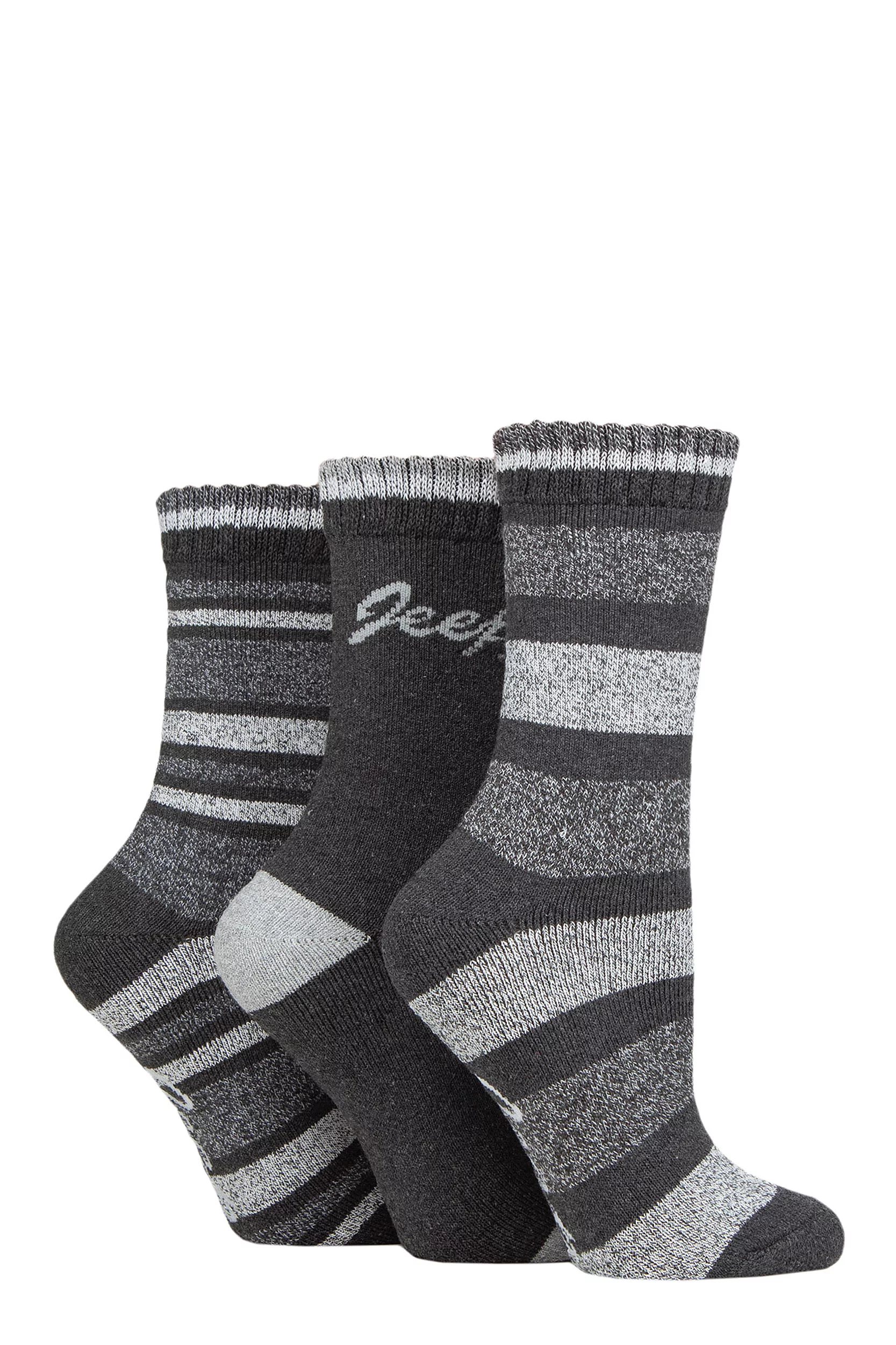 Women's 3 Pair Jeep Performance Full Cushion Striped Boot Socks Slate / Grey 4-8 Ladies