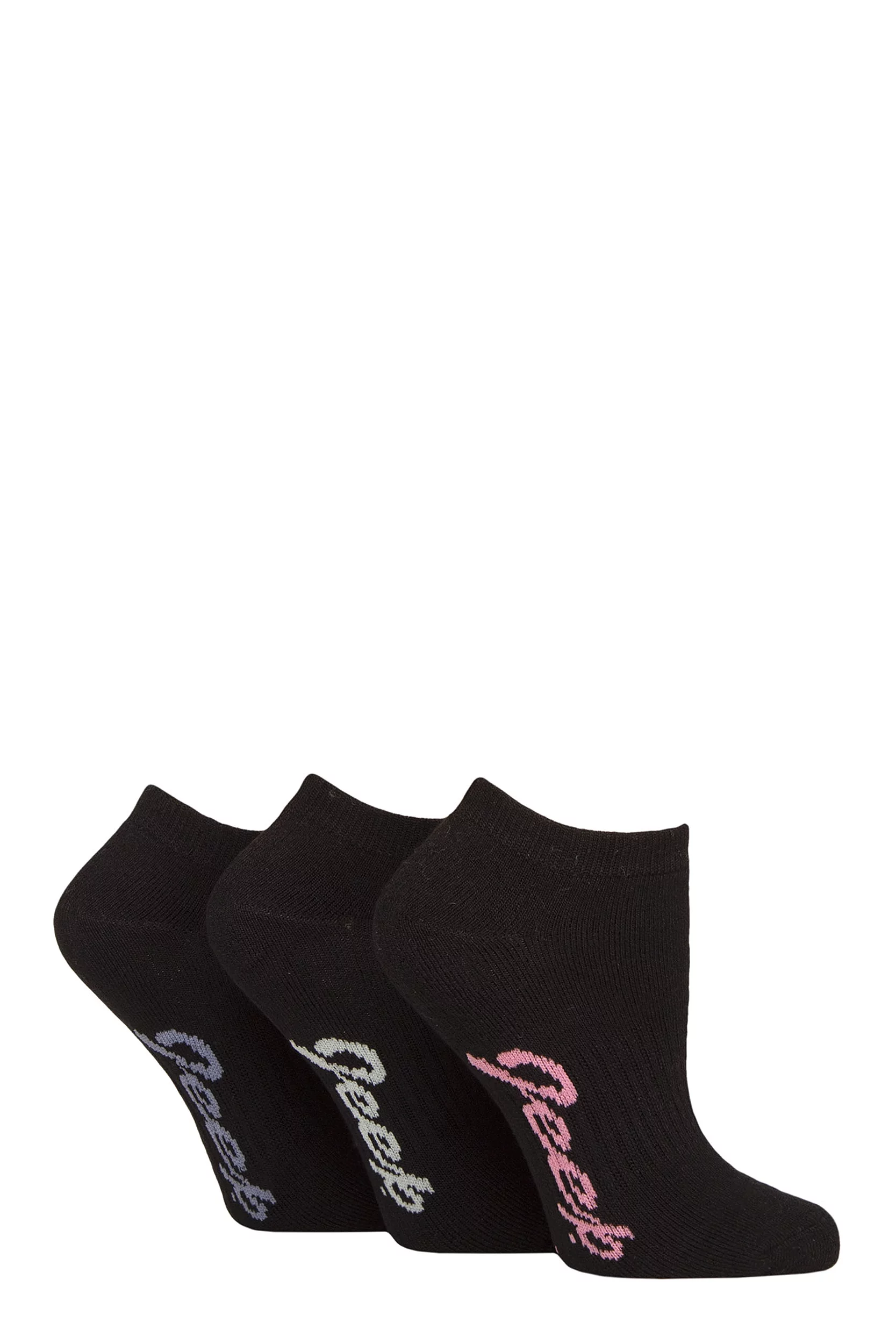 Women's 3 Pair Jeep Fully Cushioned Bamboo Trainer Socks Black 4