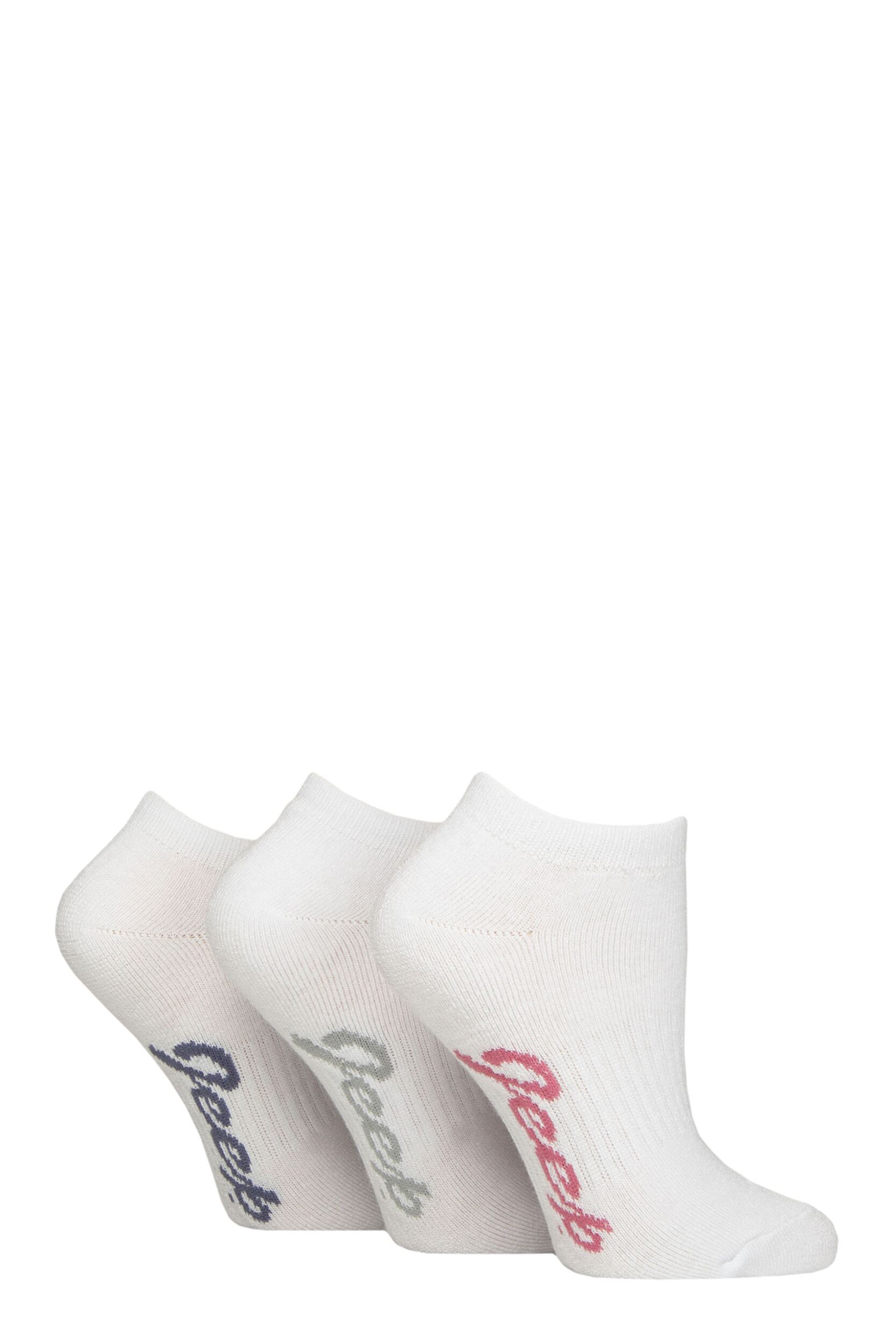 Women's 3 Pair Jeep Fully Cushioned Bamboo Trainer Socks White 4-8
