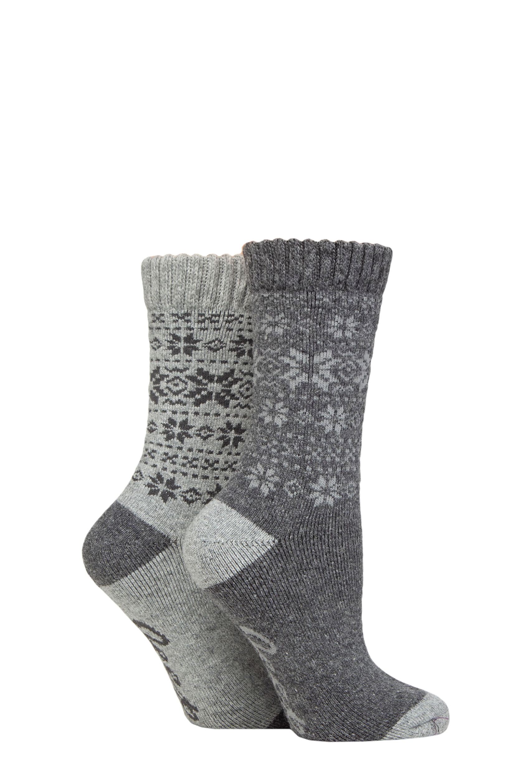 Image of Women's 2 Pair Jeep Wool Blend Thermal Performance Boot Socks Slate / Grey 4-8